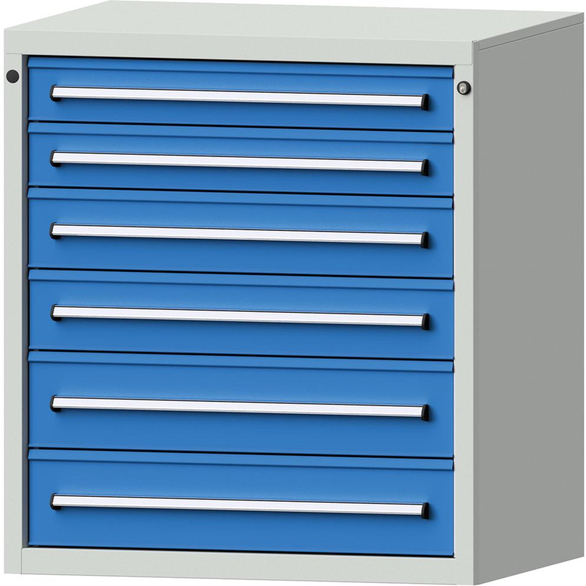 Format Schubladenschrank B910xT700xH1000mm RAL7035/5012 6 Schubladen 75kg
