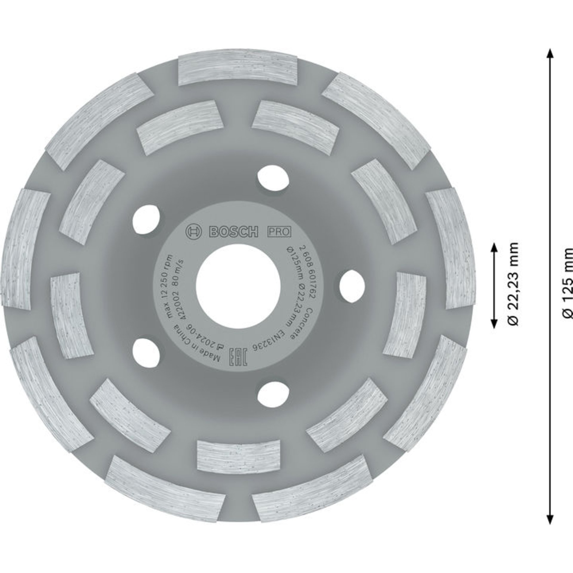 PRO Concrete Topfscheibe, 50 x 125 mm, 22,23 mm, 2-reihig