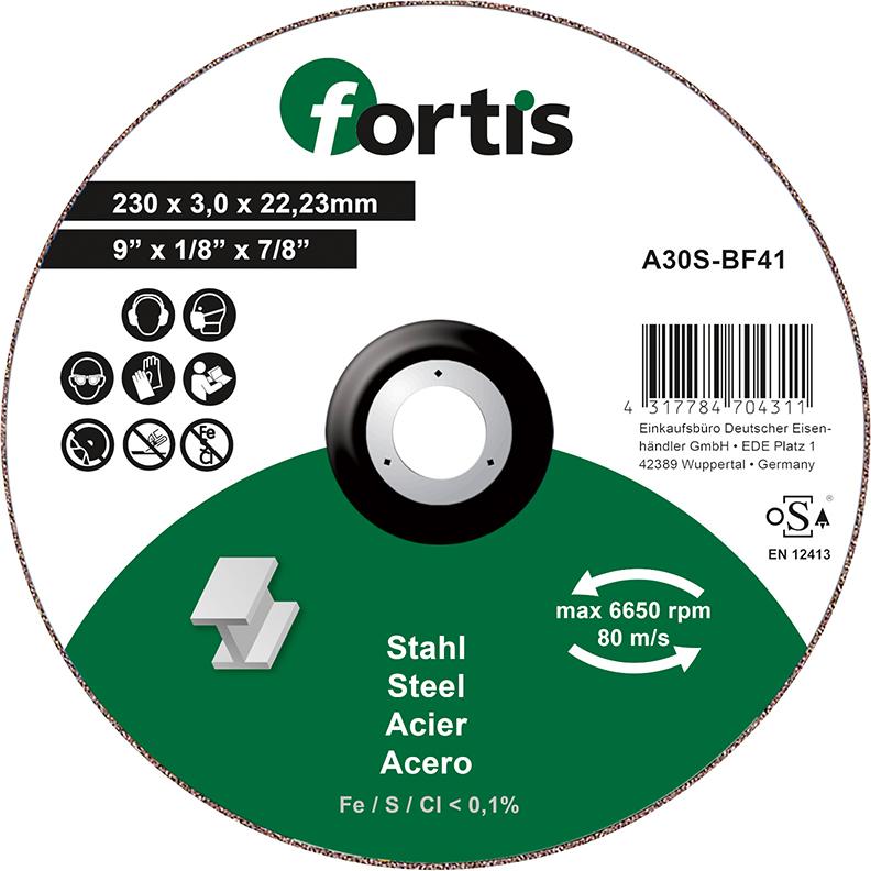 Fortis Trennscheibe  Stahl230 x 3,0mm gerade Fortis Trennscheibe  Stahl230 x 3,0mm gerade
