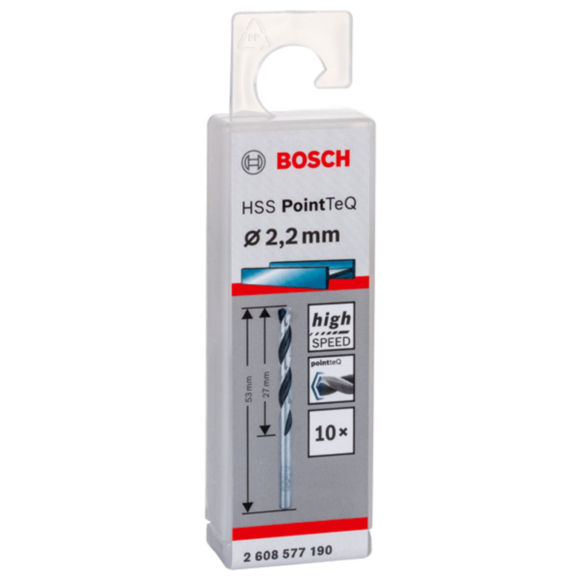 Metallspiralbohrer HSS PointTeQ, DIN 338, 2,2 mm, 10er-Pack