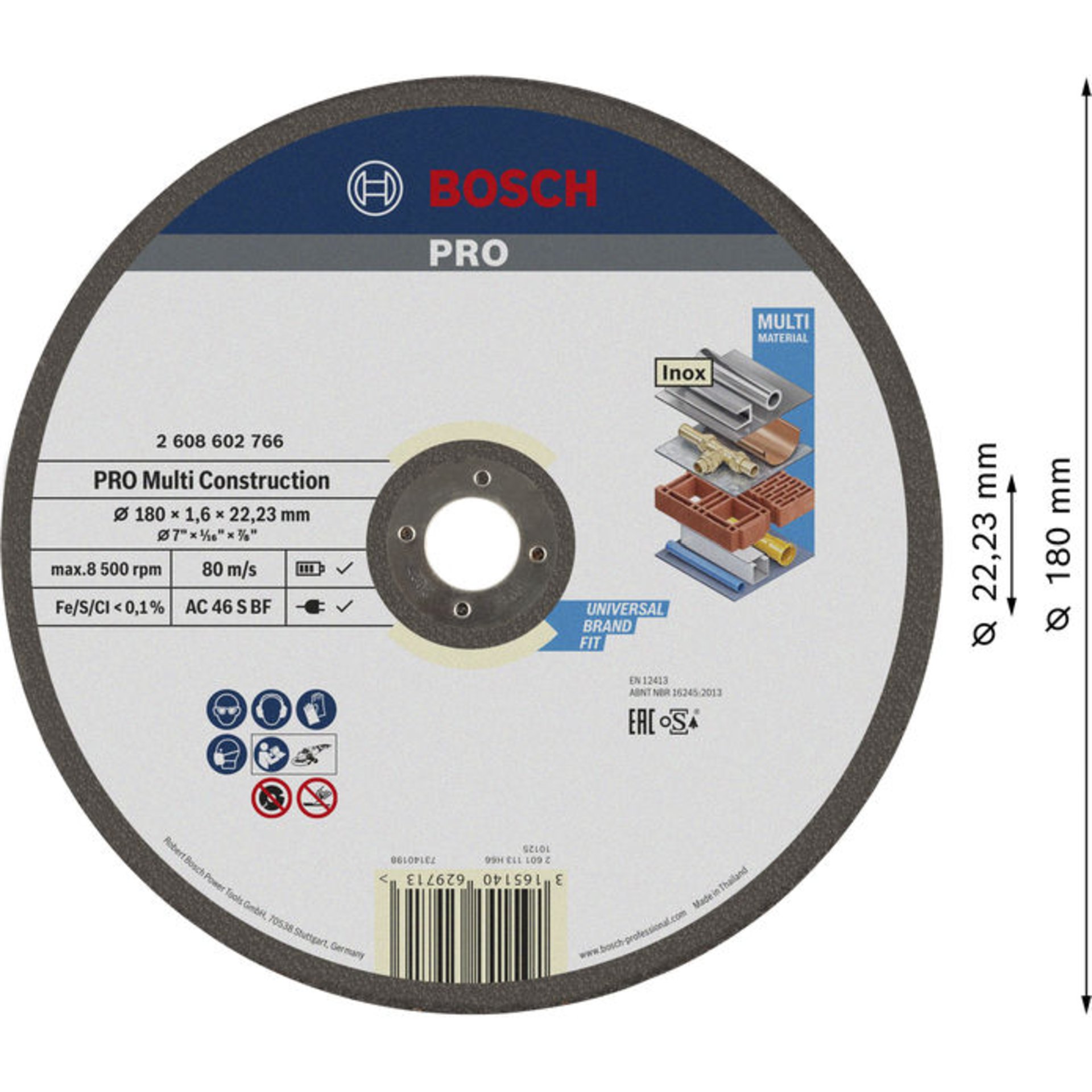 PRO Multi Material Trennscheibe, 180 x 1.6 x 22,23 mm