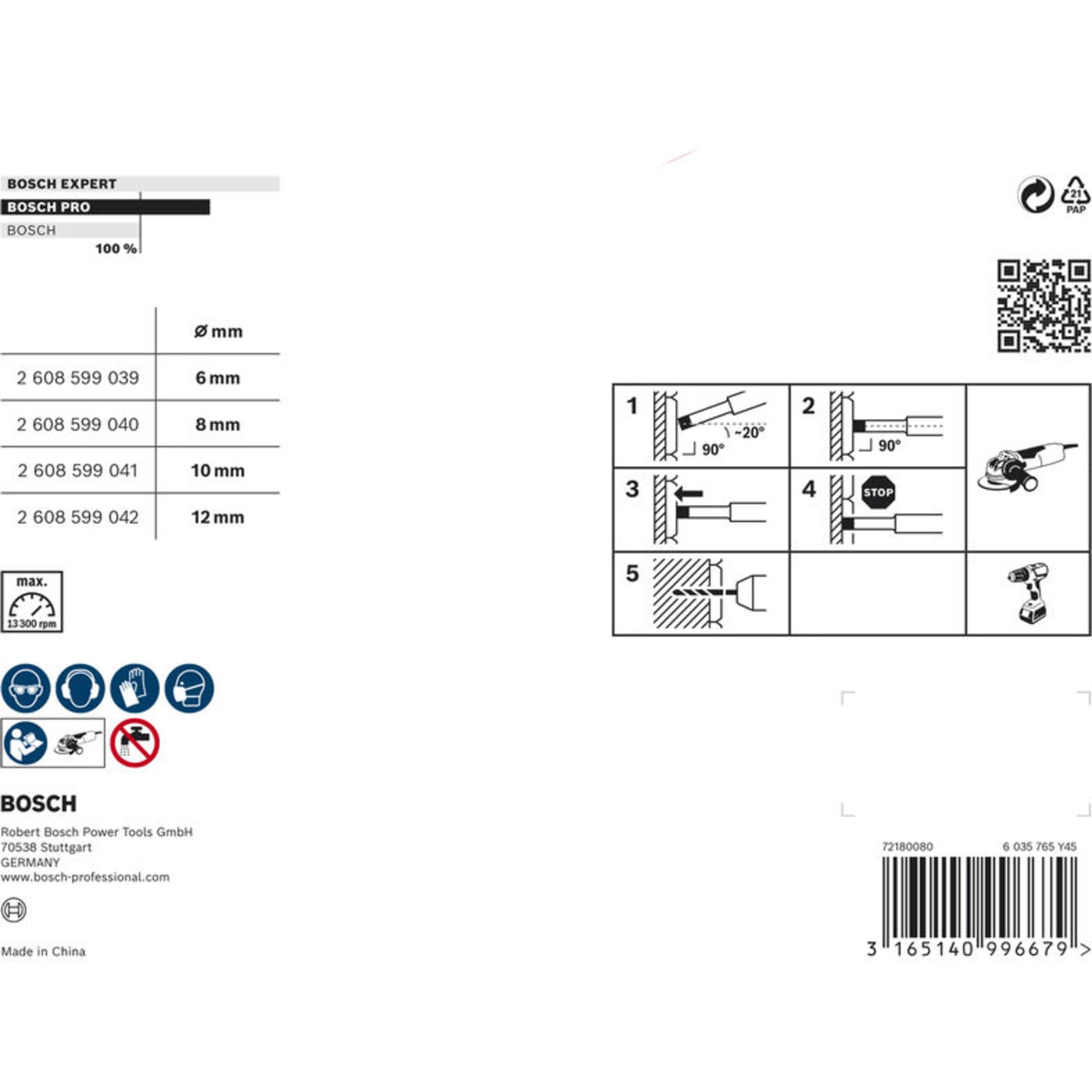 PRO Ceramic dry M14 Trockenbohrkronen-Set, 6/8/10/12,0 x 30 mm, 4-tlg.