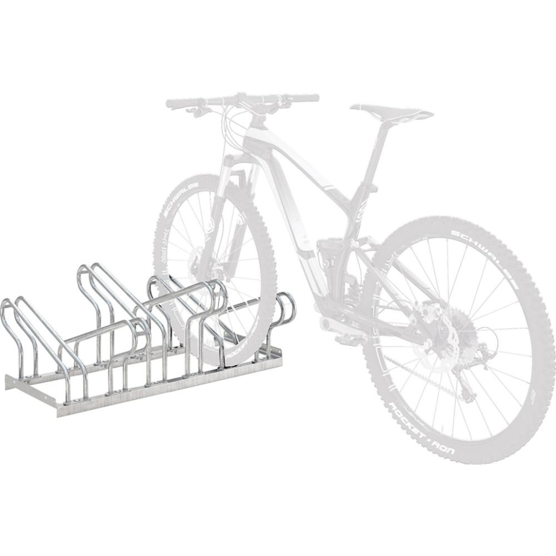 Fahrrad-Bügelparker zweiseitig, verzinkt L 1050 mm, 6 Plätze