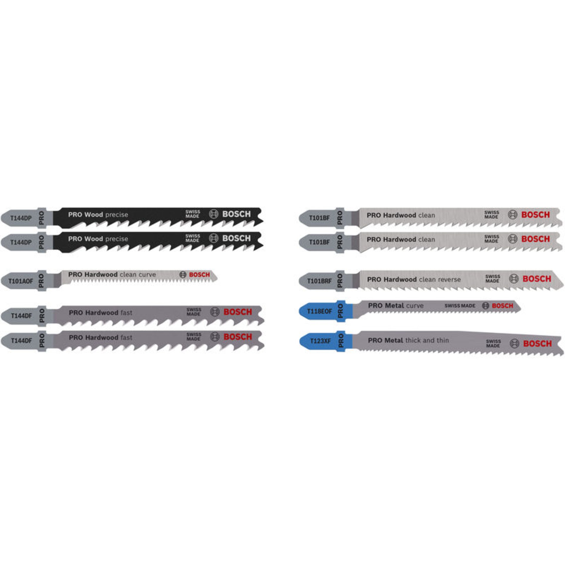 PRO Wood and Metal Stichsägeblatt Set, T 144 DP, T 123 XF, 100 mm, 10-tlg.