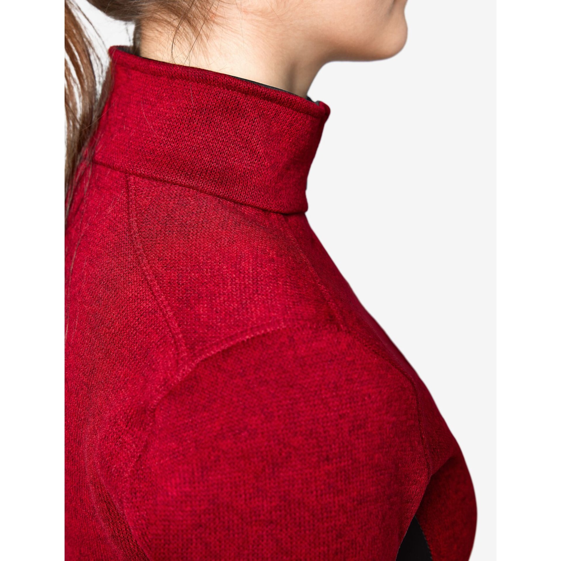 MARIEKE Strick-Fleece-Jacke Damen rot-schwarz 3XL