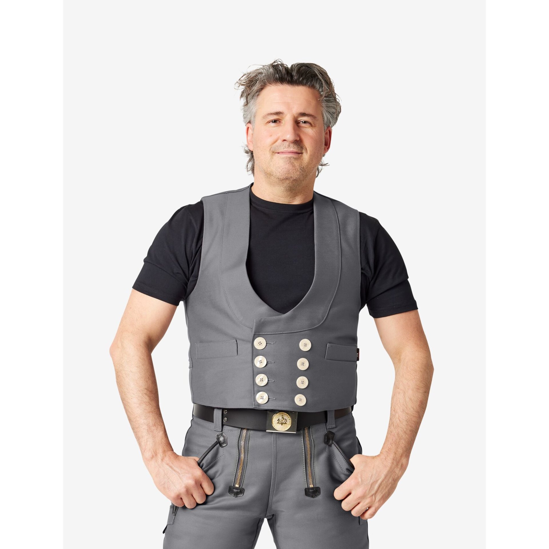 DETLEF Zunftweste Zwirn-Doppel-Pilot grau 102