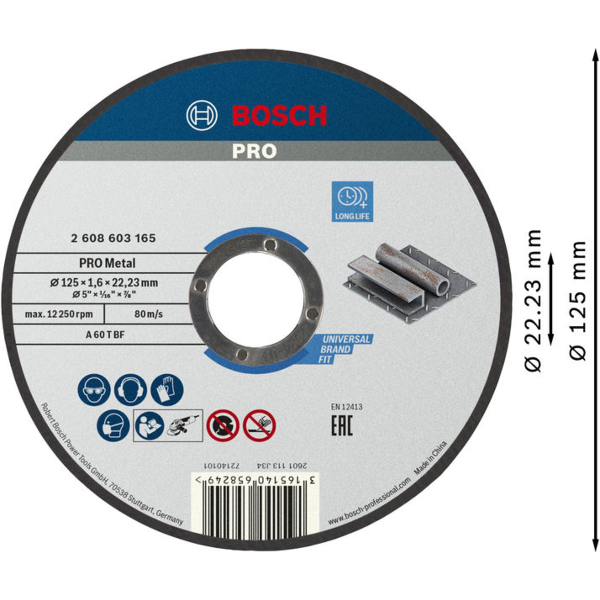 PRO Metal Trennscheibe, 125 x 1.6 x 22.23 mm, gerade