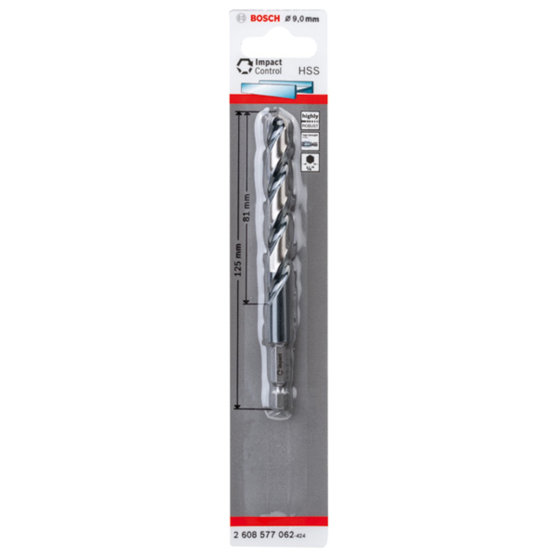 HSS Spiralbohrer mit Sechskantschaft 9,0 mm