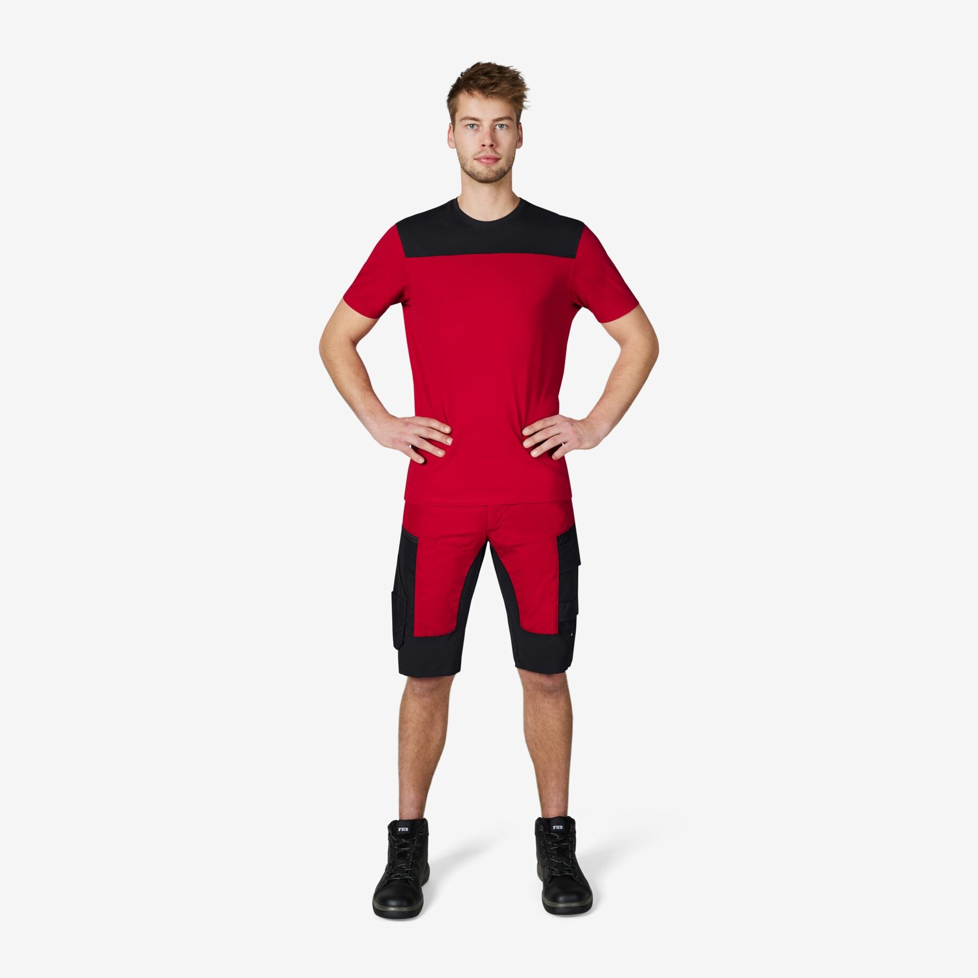 KIM Bermuda elastisch rot-schwarz 42