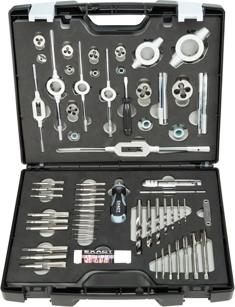 Exact Gewindeschneidwerkzeug- Set HSS 61-teilig M3-M12 Exact Gewindeschneidwerkzeug- Set HSS 61-teilig M3-M12