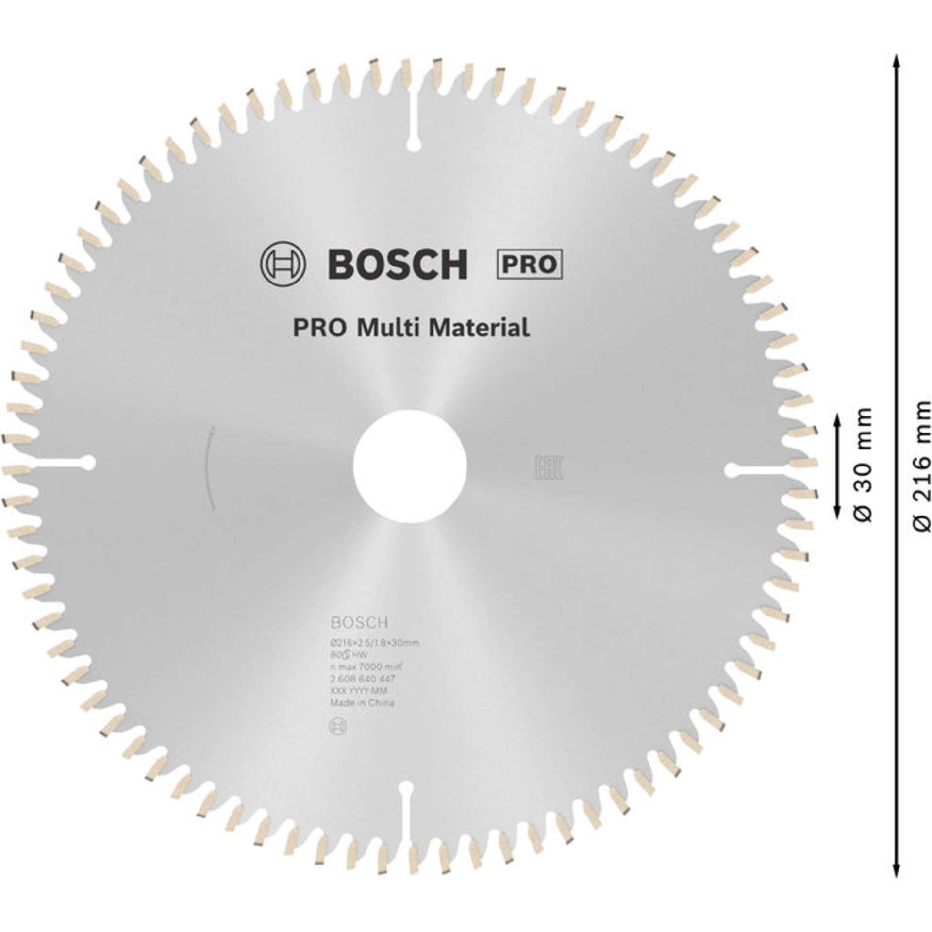 PRO Multi Material Kreissägeblatt, 216 x 2,5 x 30 mm, Z80