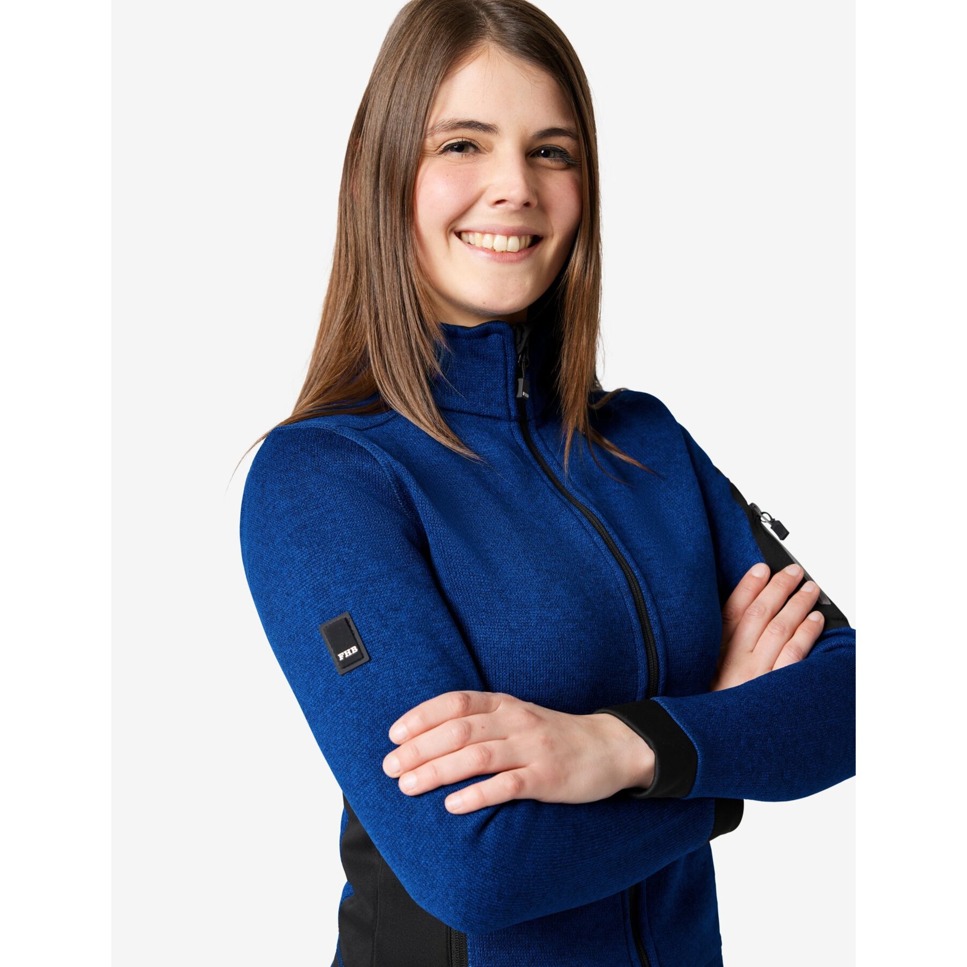 MARIEKE Strick-Fleece-Jacke Damen royalblau-schwarz S