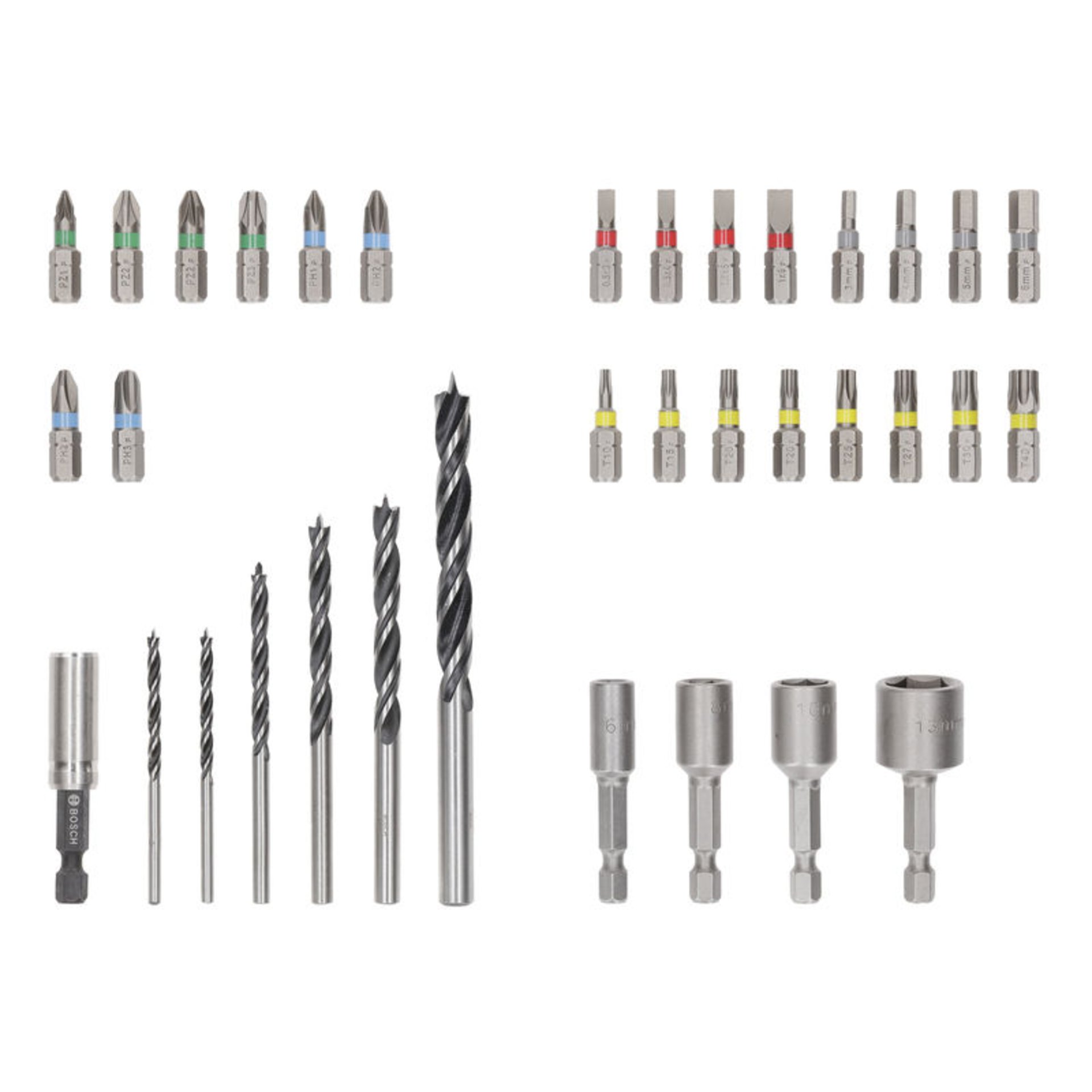 Extra Hard Schrauberbit- und PRO Wood Bohrer-Set, Aufsteller, 35-tlg.