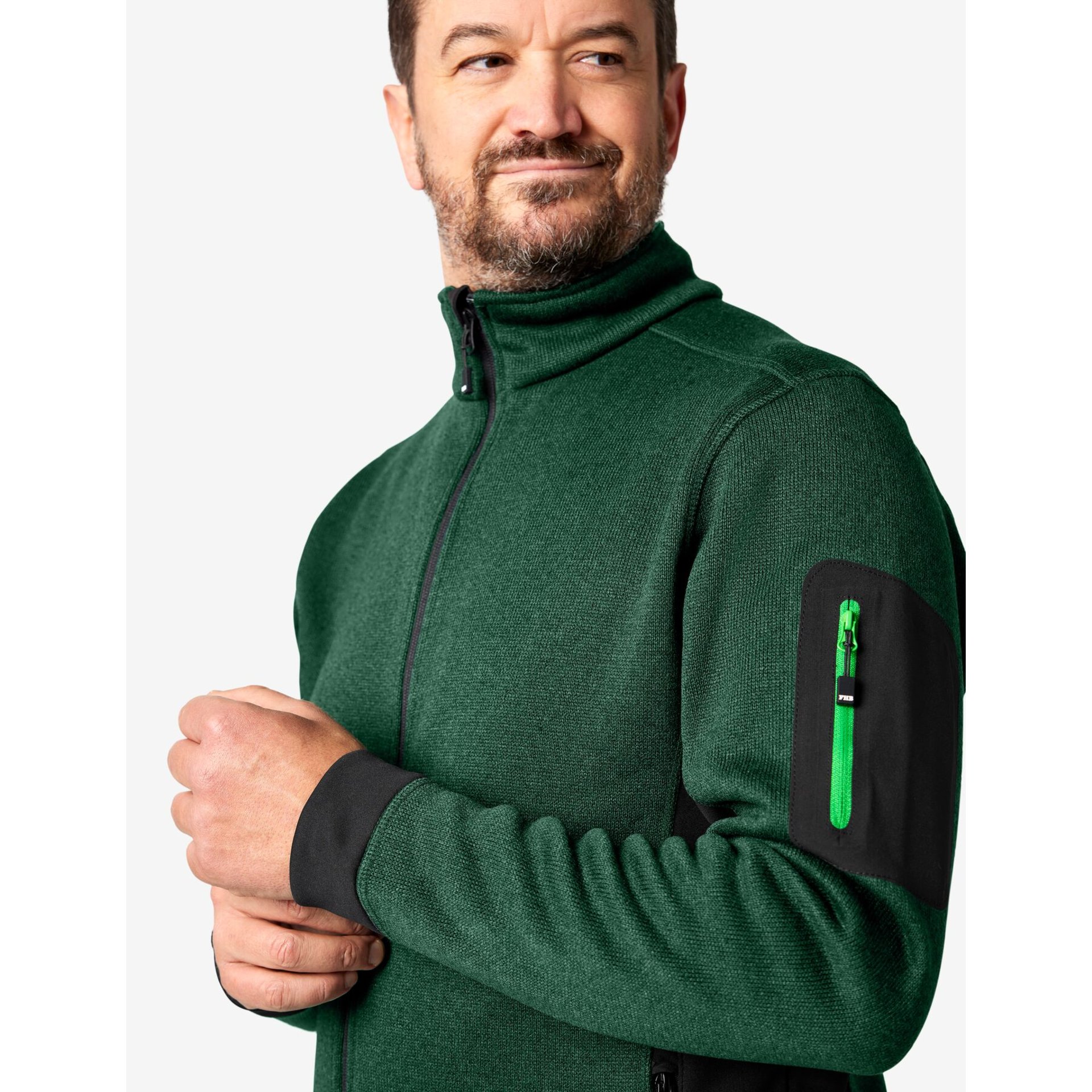 CHRISTOPH Strick-Fleece-Jacke Herren grün-schwarz 5XL