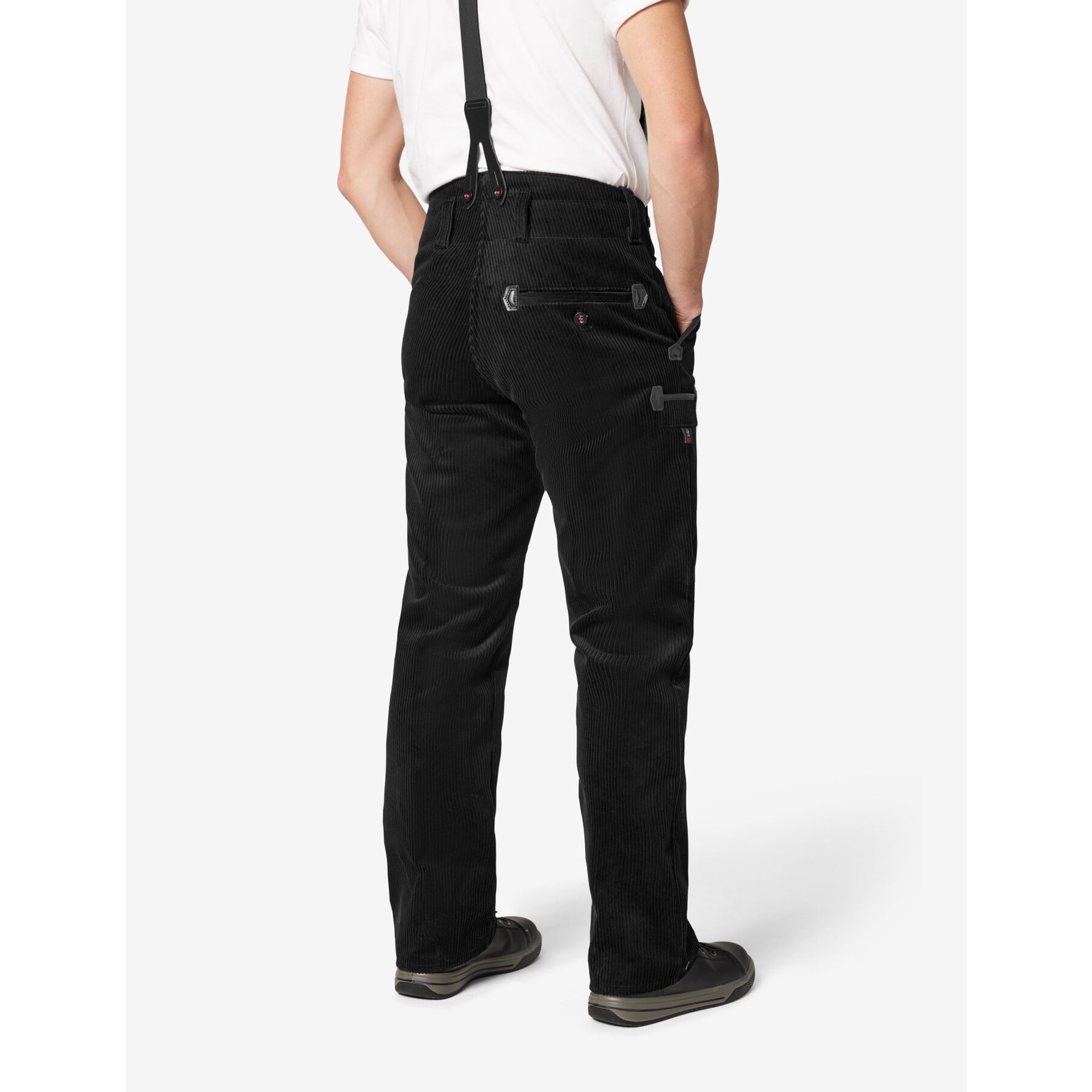 BODO Hosenträger Leder-Knopfpatte schwarz