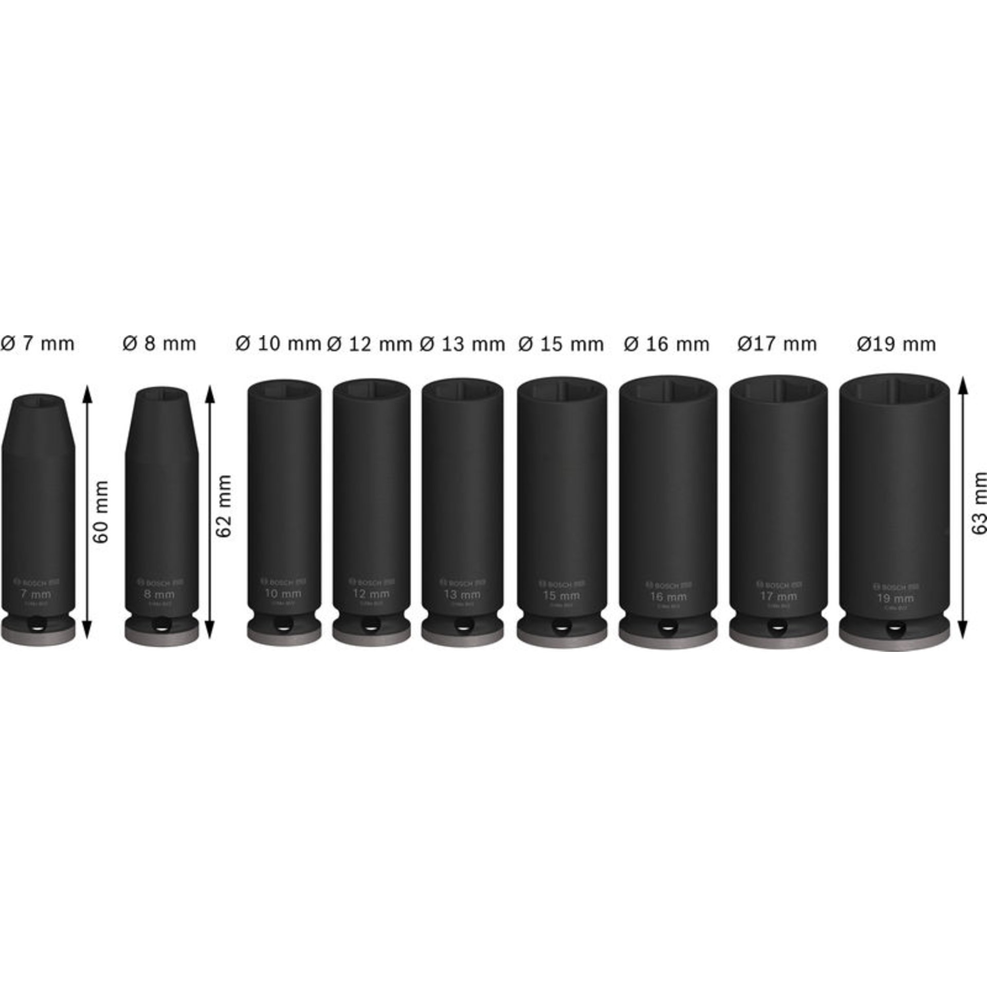 PRO Impact Steckschlüsselsatz Set, 3/8", tief, 9-tlg.