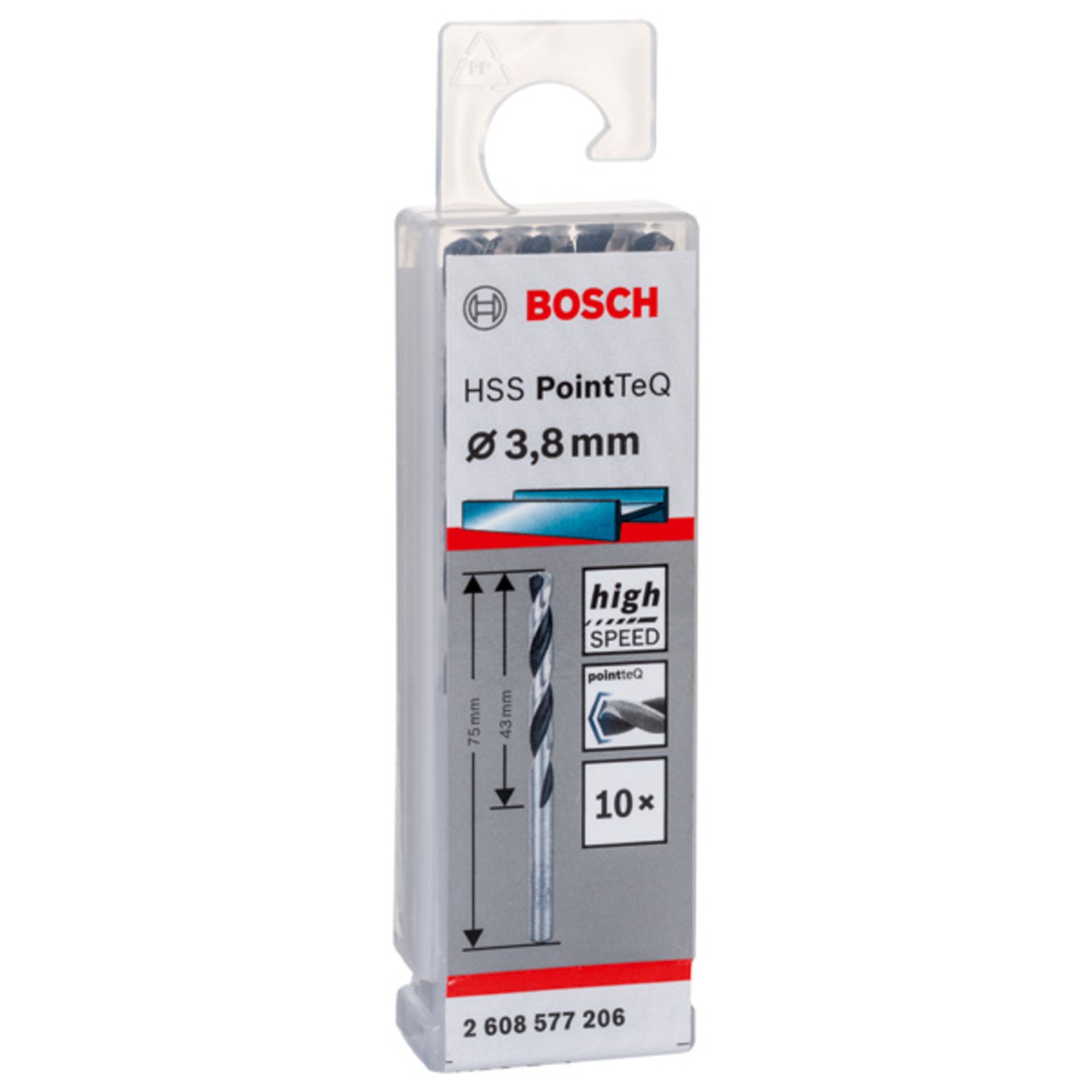 Metallspiralbohrer HSS PointTeQ, DIN 338, 3,8 mm, 10er-Pack