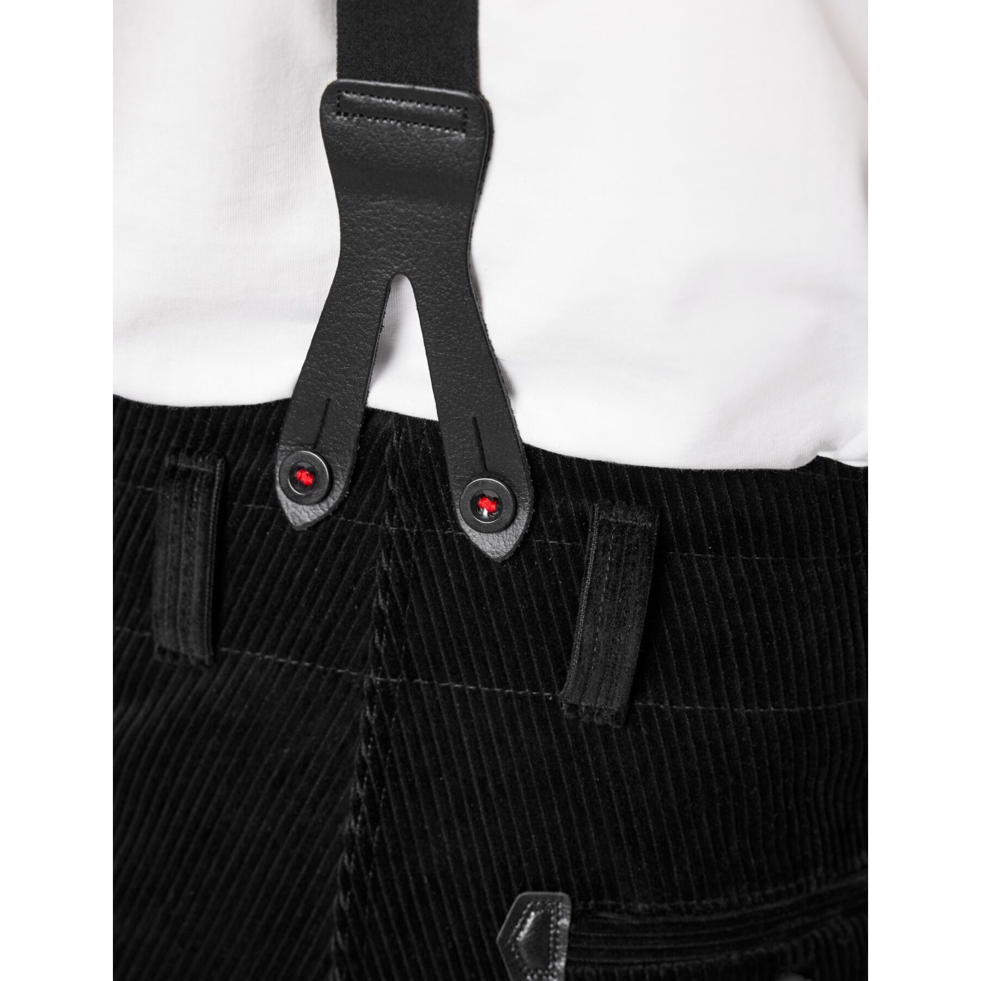 BODO Hosenträger Leder-Knopfpatte schwarz