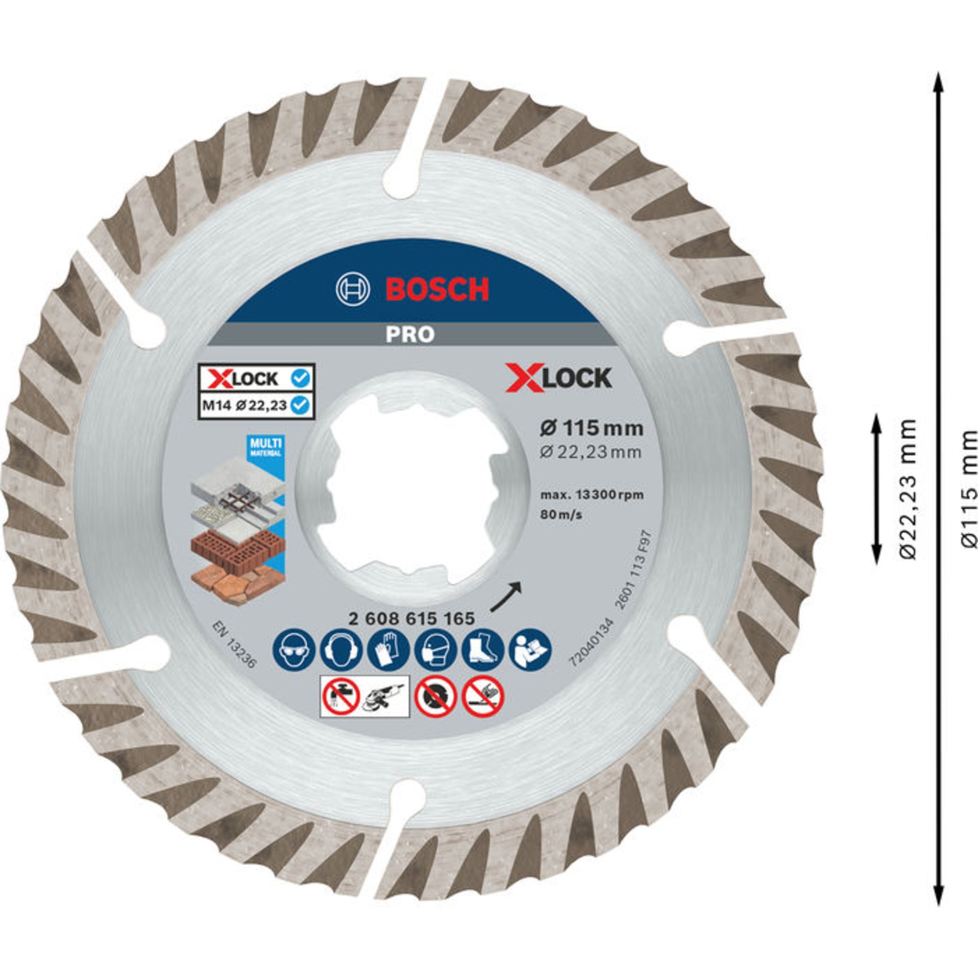 PRO Multi Material X-Lock Diamanttrennscheibe, 115 x 22,23 mm, 22,23 mm