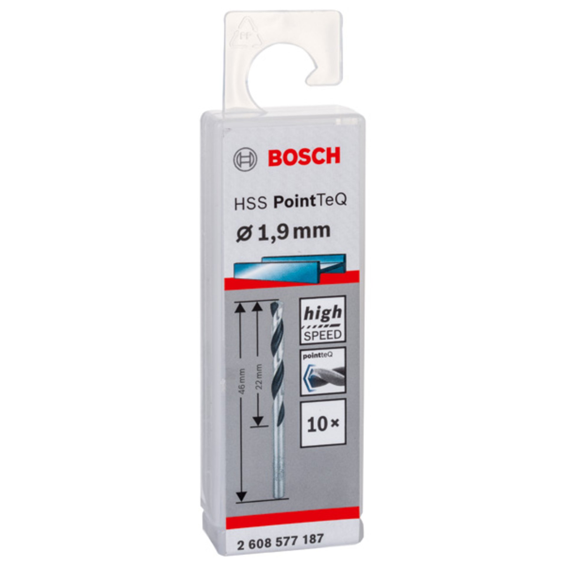 Metallspiralbohrer HSS PointTeQ, DIN 338, 1,9 mm, 10er-Pack