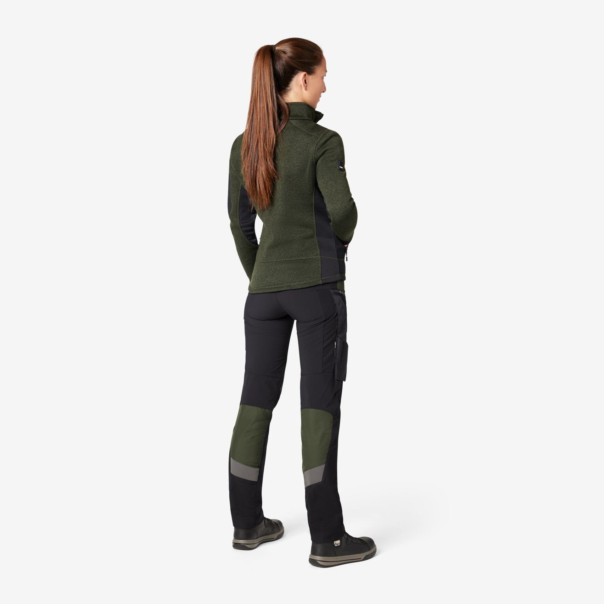 MARIEKE Strick-Fleece-Jacke Damen oliv-schwarz 3XL