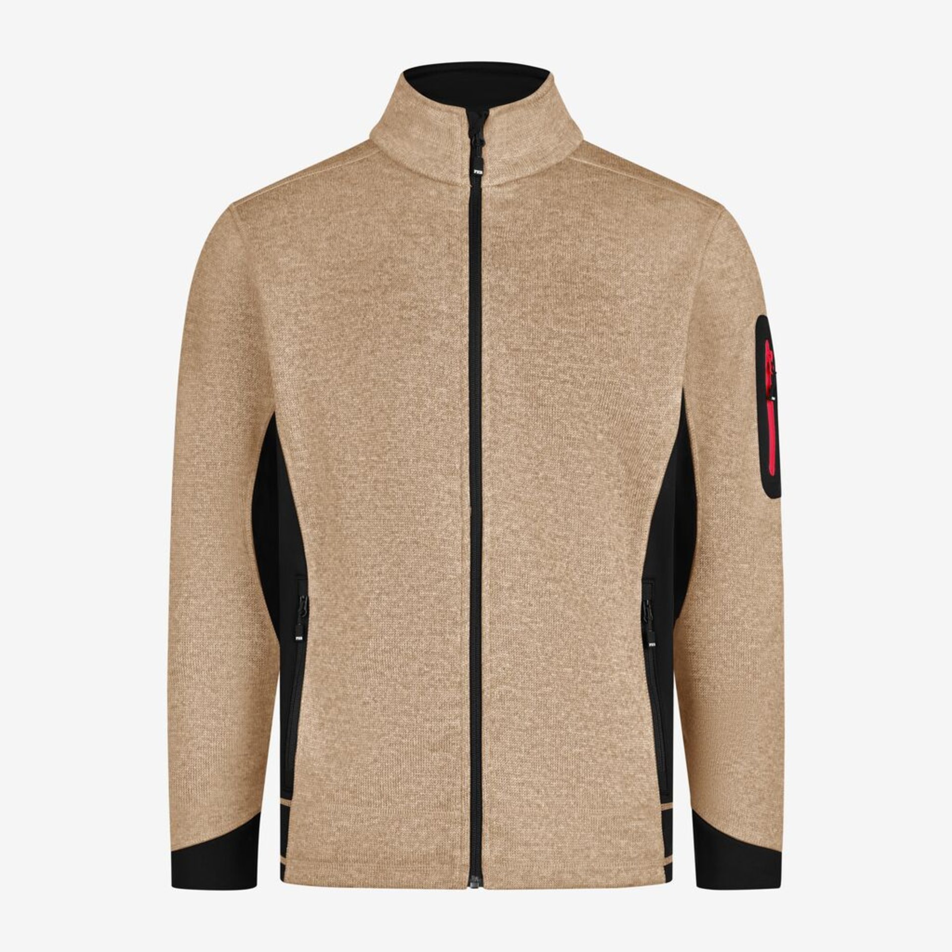 CHRISTOPH Strick-Fleece-Jacke Herren beige-schwarz 3XL