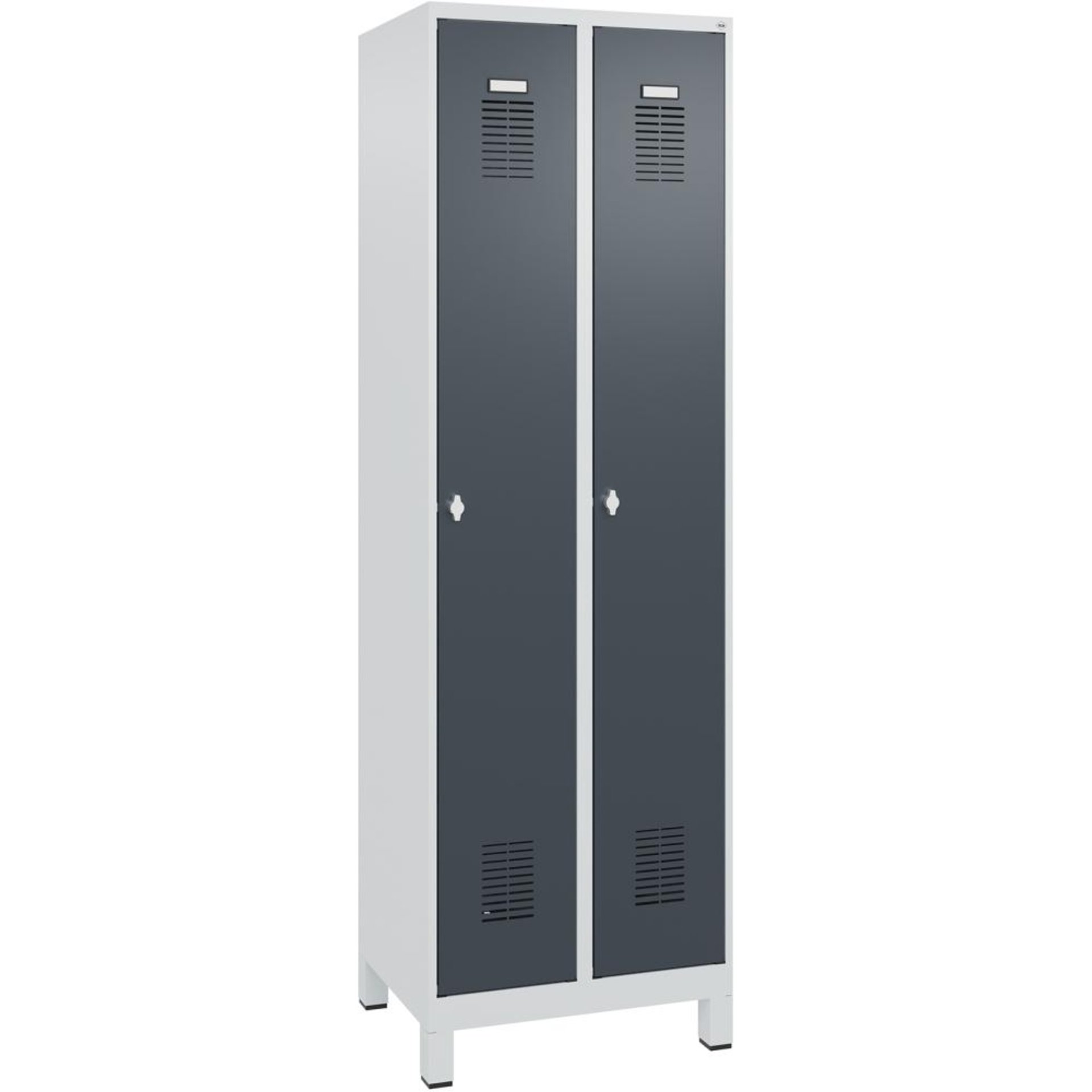 FORMAT Garderobenschrank B600xT500xH1950 mm RAL 7035/7016, 2 Abteile u. Füße (Selbstmontage)