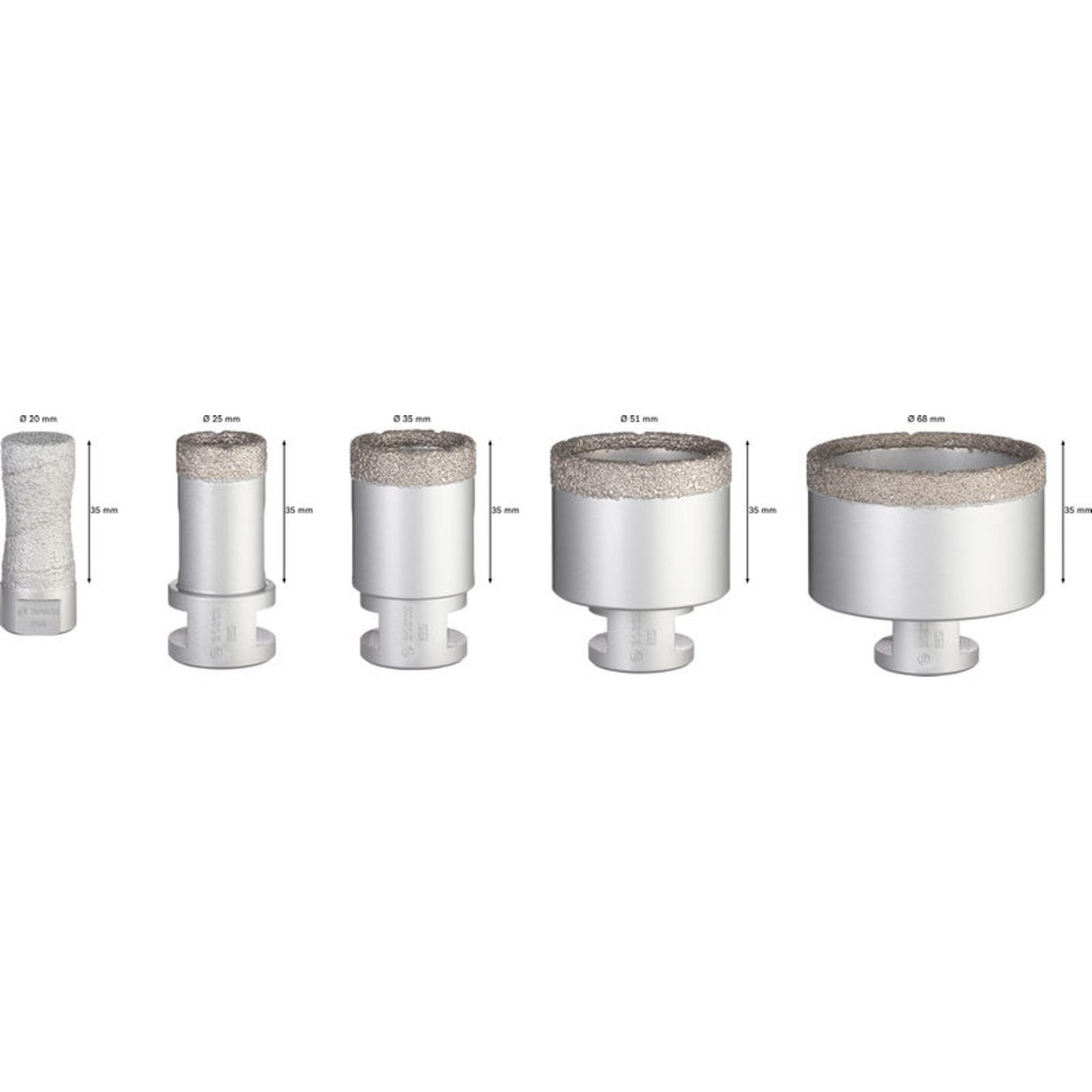 PRO Ceramic dry M14 Bohrkronen-Set, 68/51/35/25/20 x 33 mm, 5-tlg