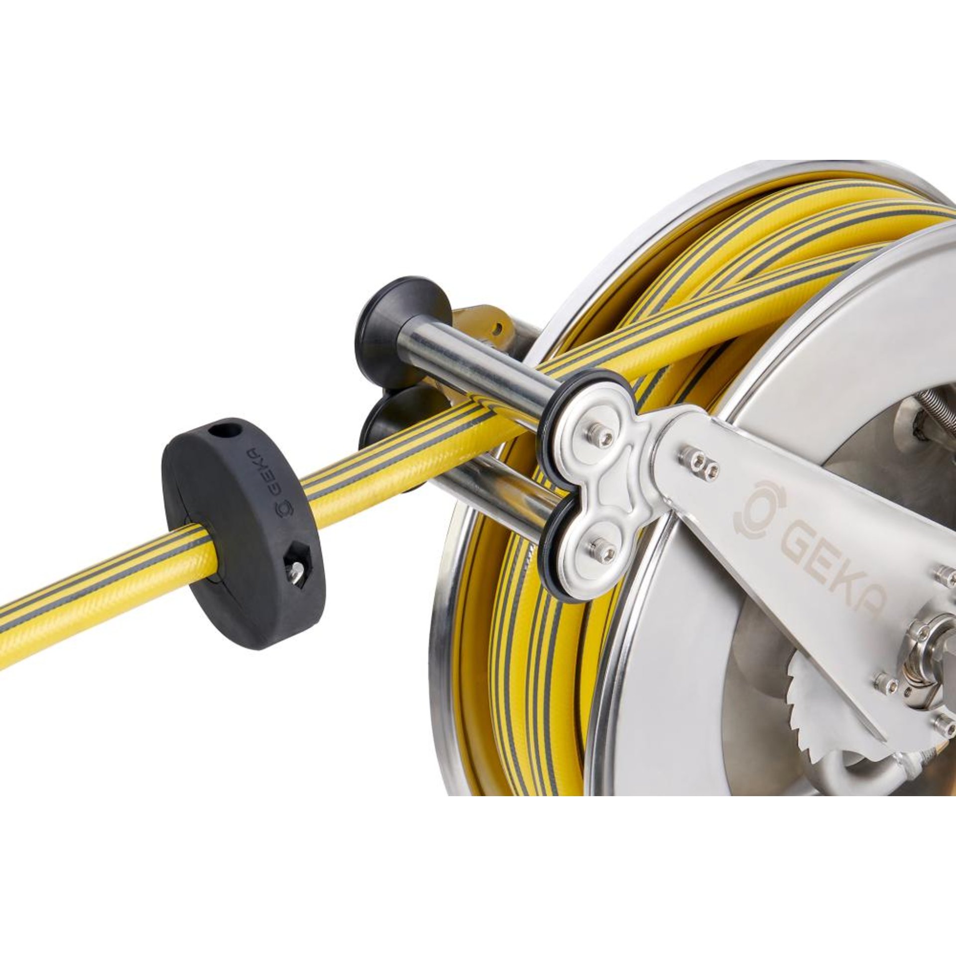 GEKA plus automatischer Schlauchaufroller EA15SK,Edelstahl, inkl. 12,5m PVC-Schlauch 3/4" & Arm.