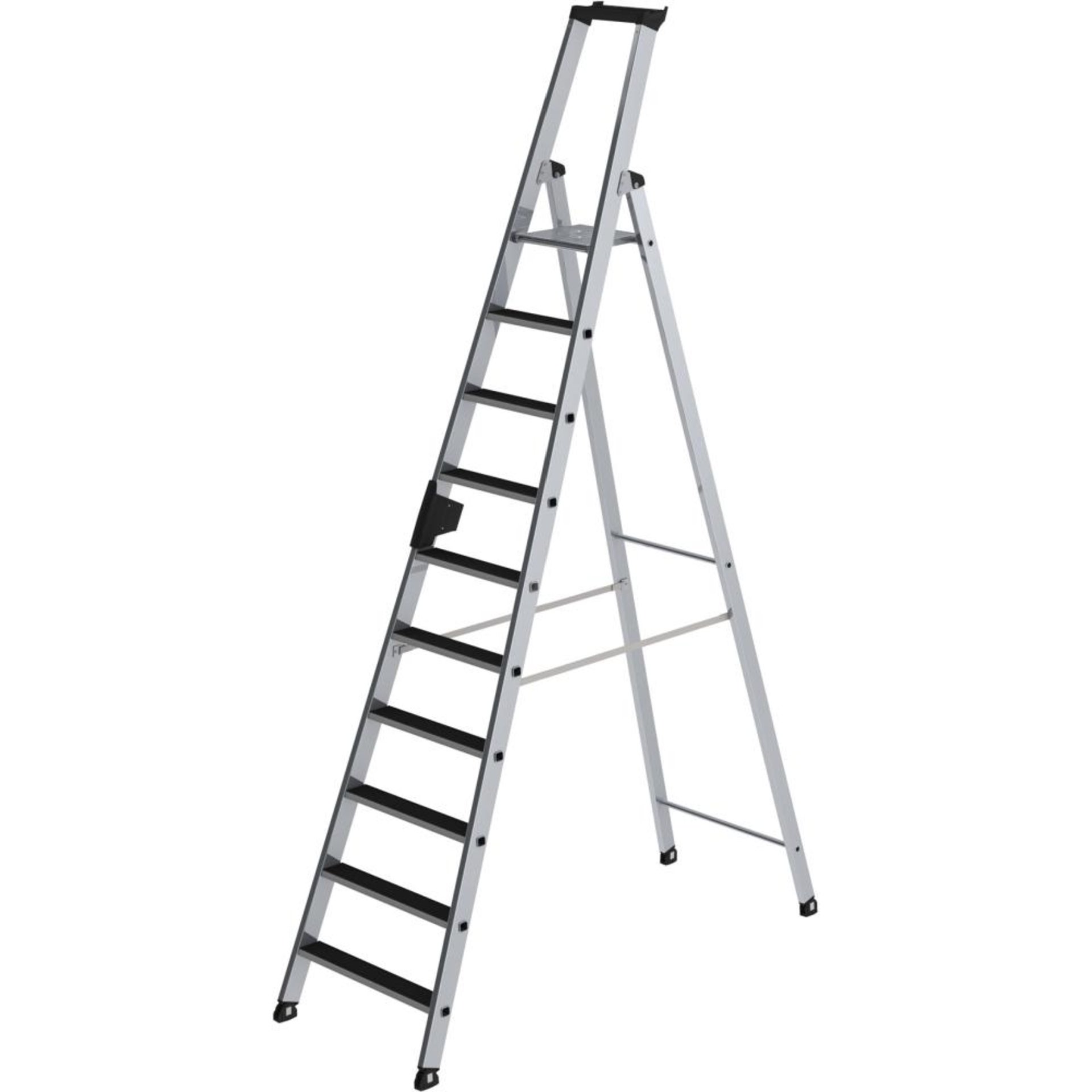 Alu-Stehleiter 10 Stufen clip-step Gesamthöhe 2,98 m Arbeitshöhe bis 4,35 m