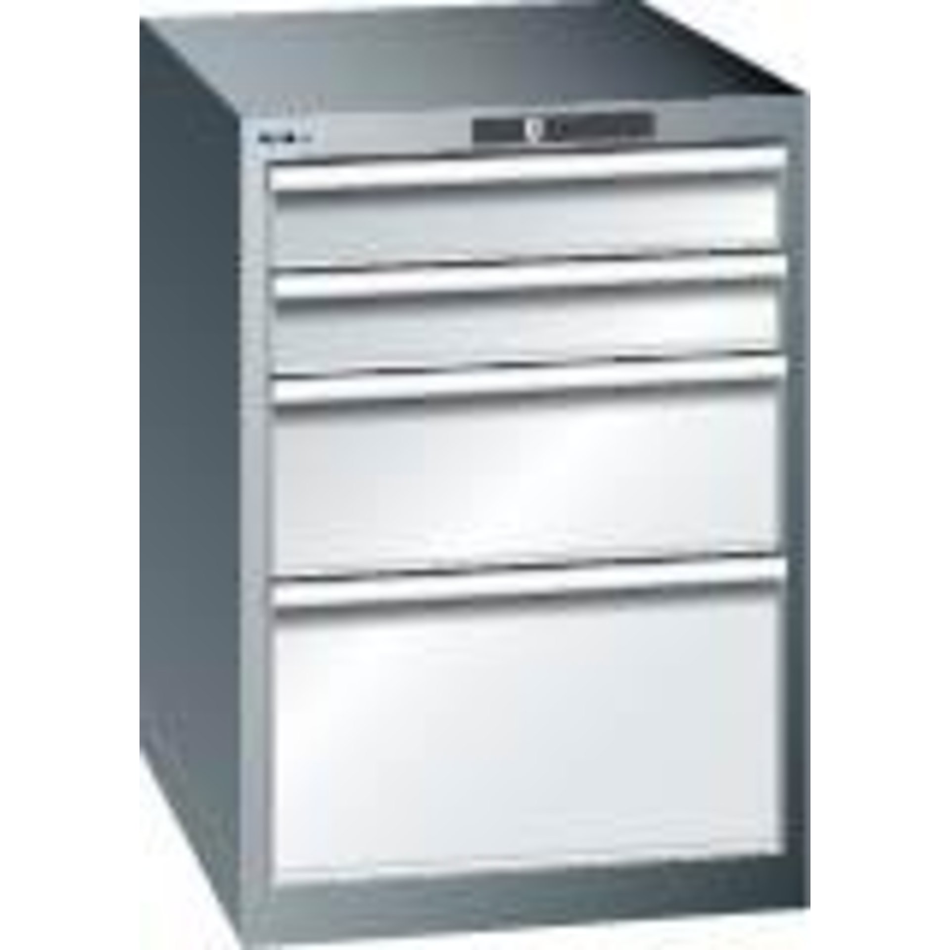 Schubladenschrank 27x36E B564xT725xH850mm RAL 7035 4 Schubladen 75kg