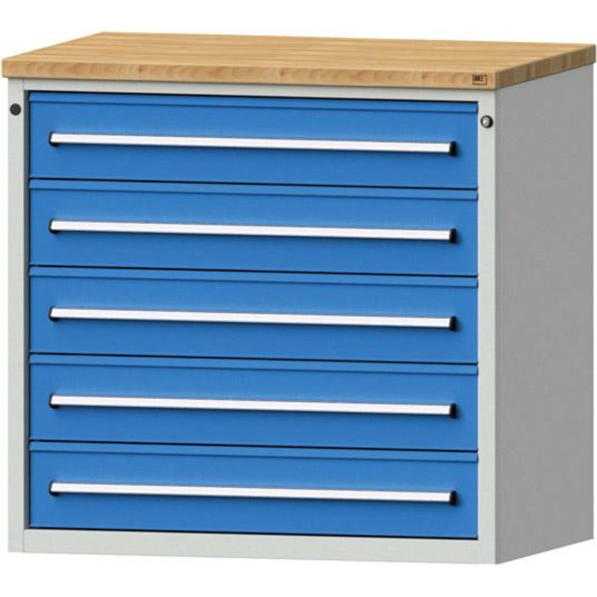Anke Thekenschrank B1060xT700xH1020mm RAL 7035/5012 5 Schubladen