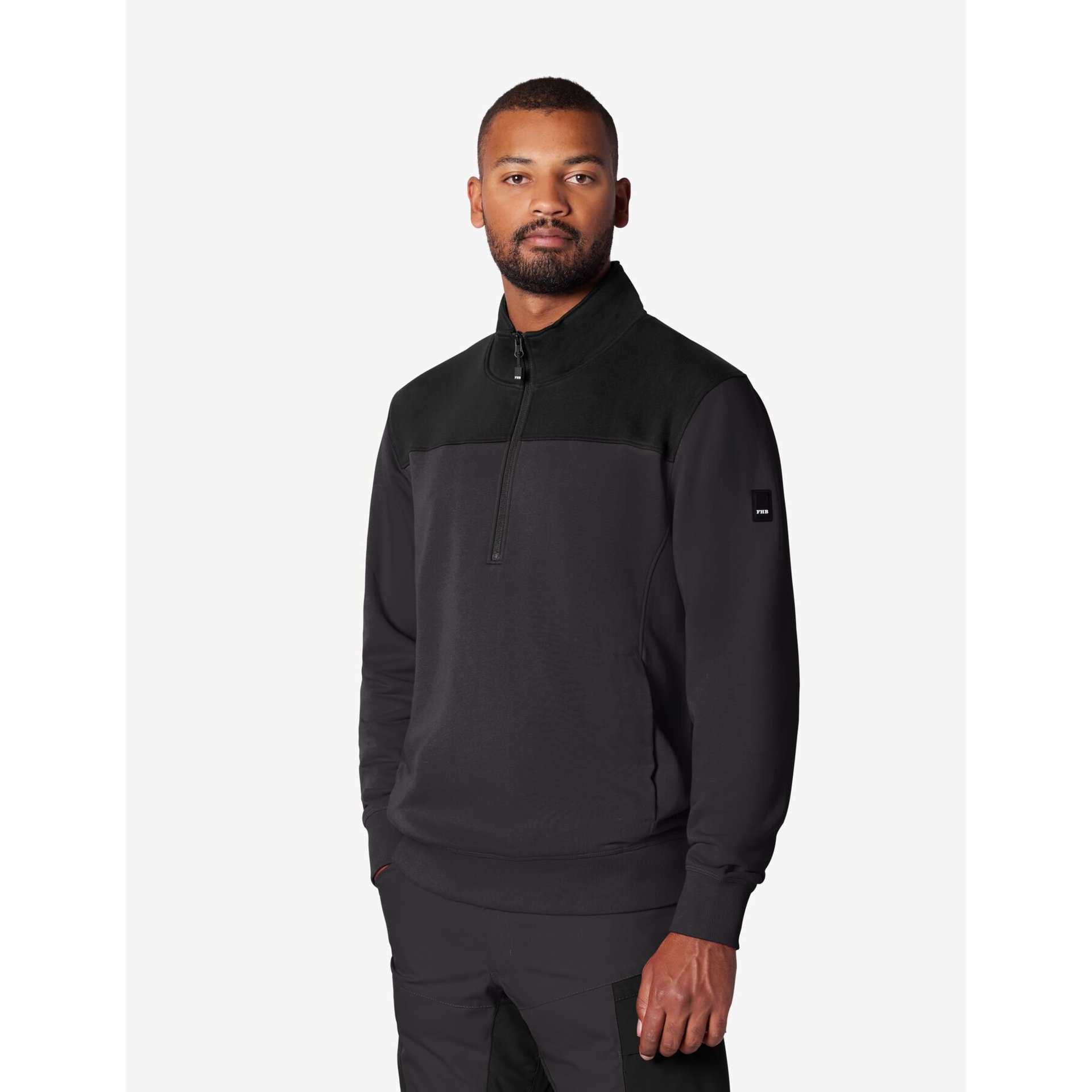 ROB Zip-Sweatshirt unisex anthrazit-schwarz 2XL