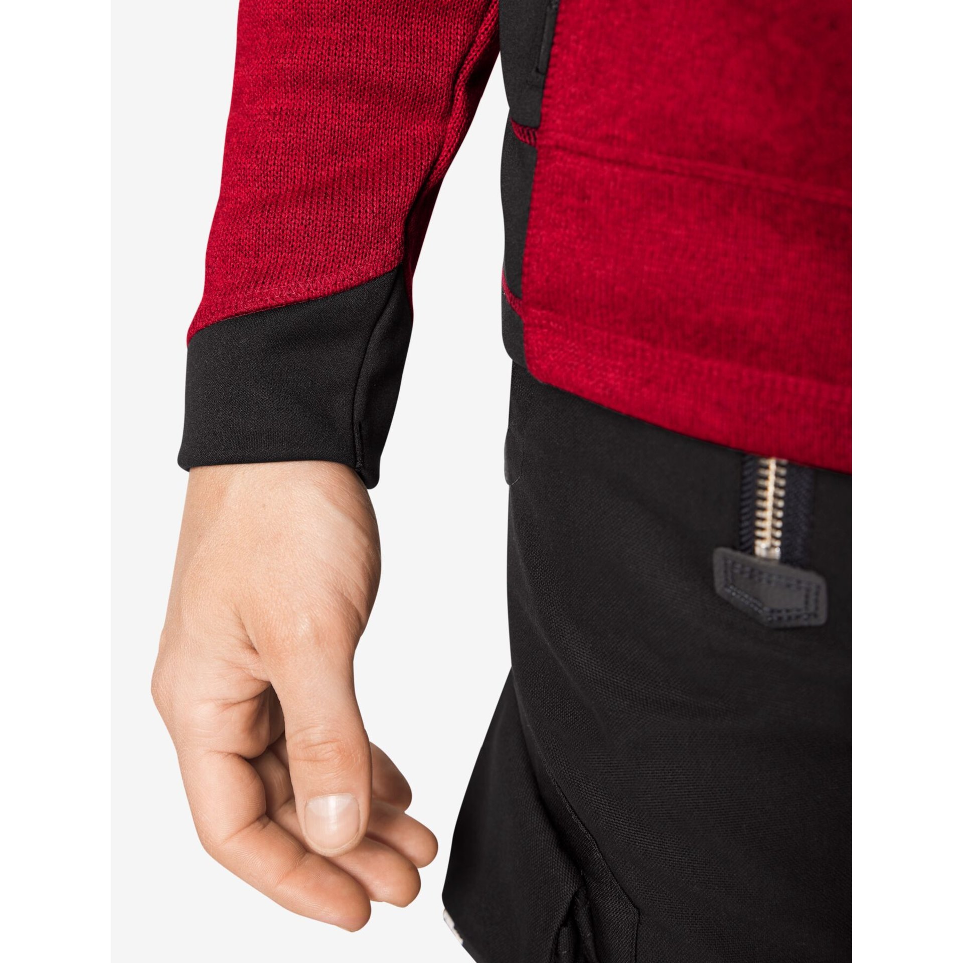 CHRISTOPH Strick-Fleece-Jacke Herren rot-schwarz M