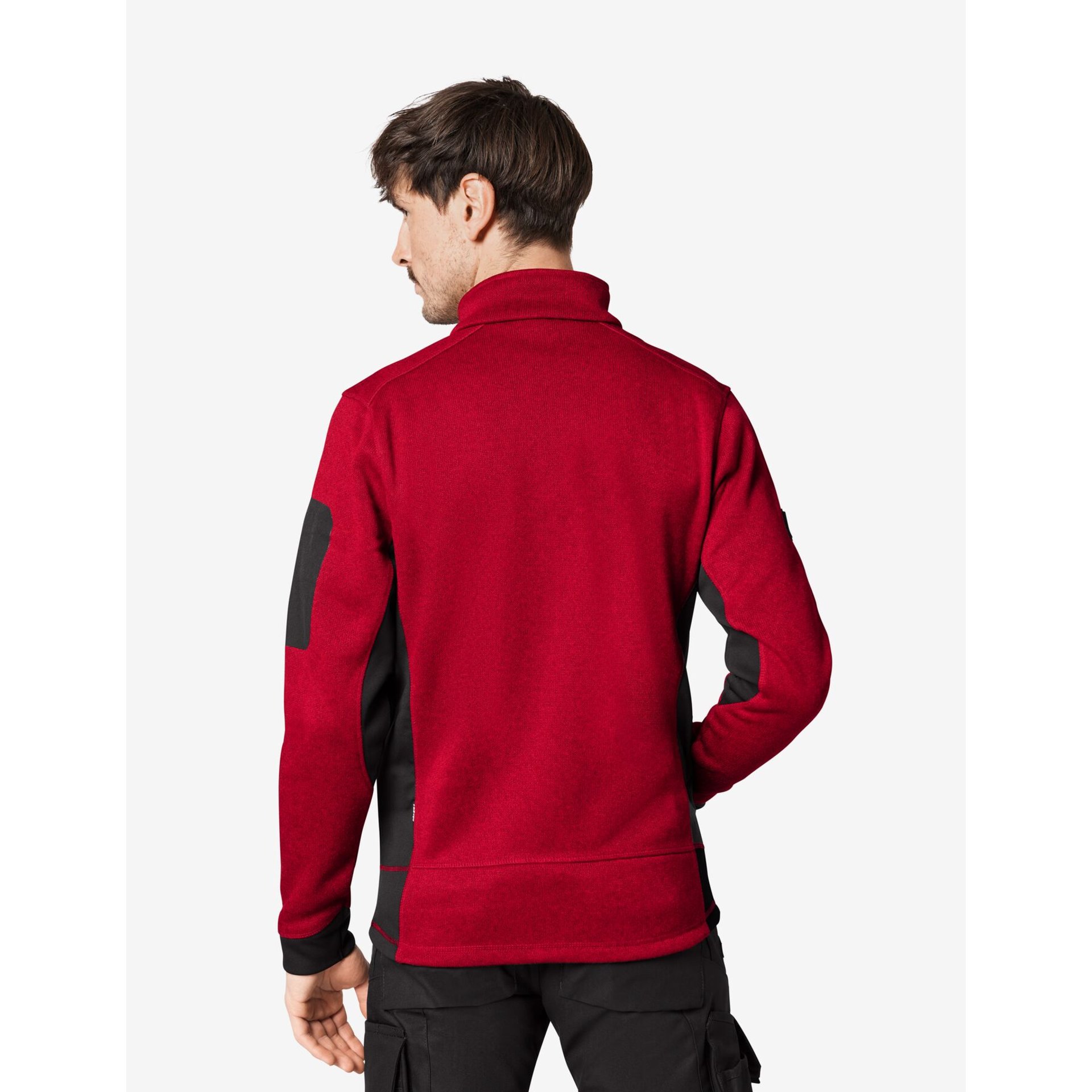 CHRISTOPH Strick-Fleece-Jacke Herren rot-schwarz M