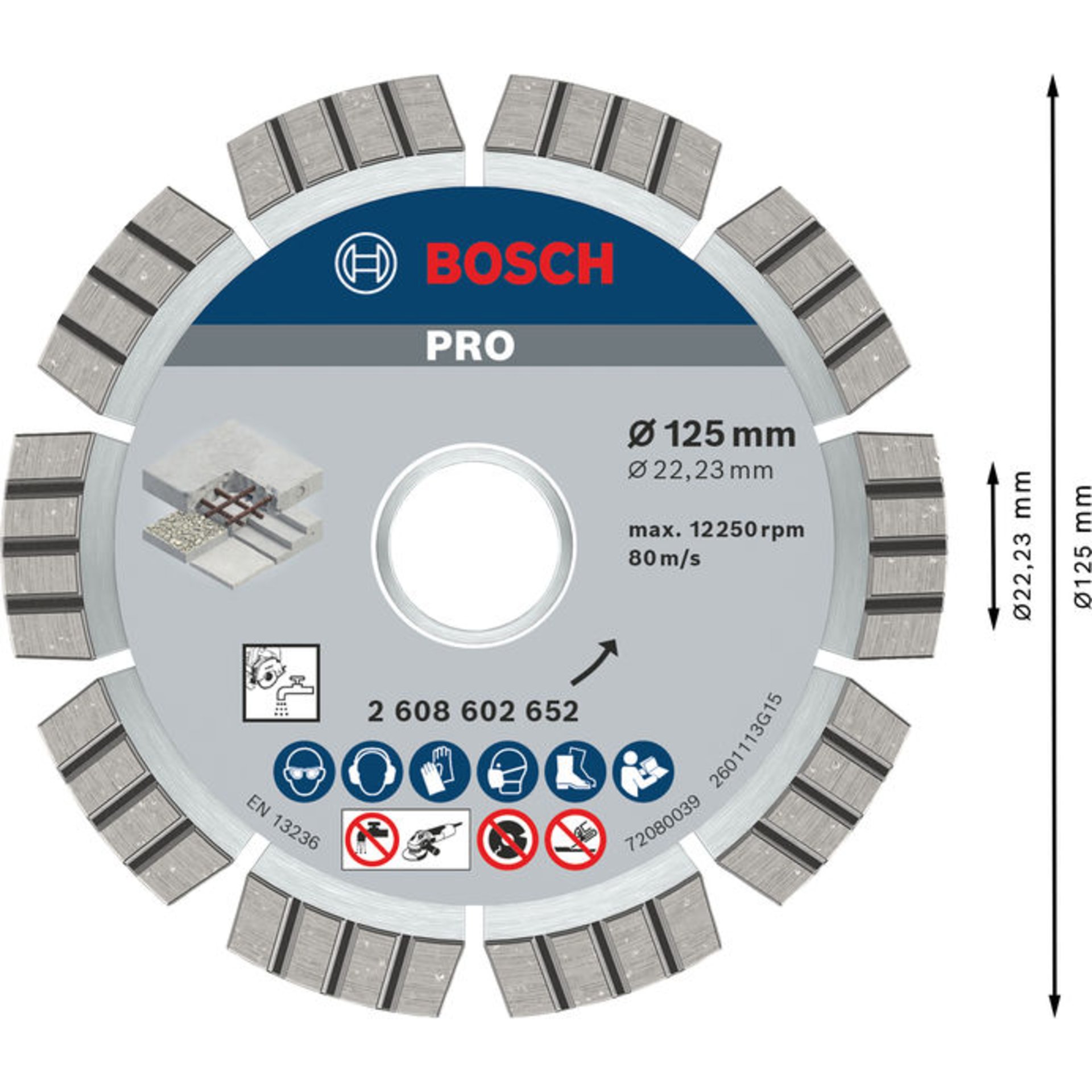 PRO Concrete Diamanttrennscheibe, 125 x 22,23 mm