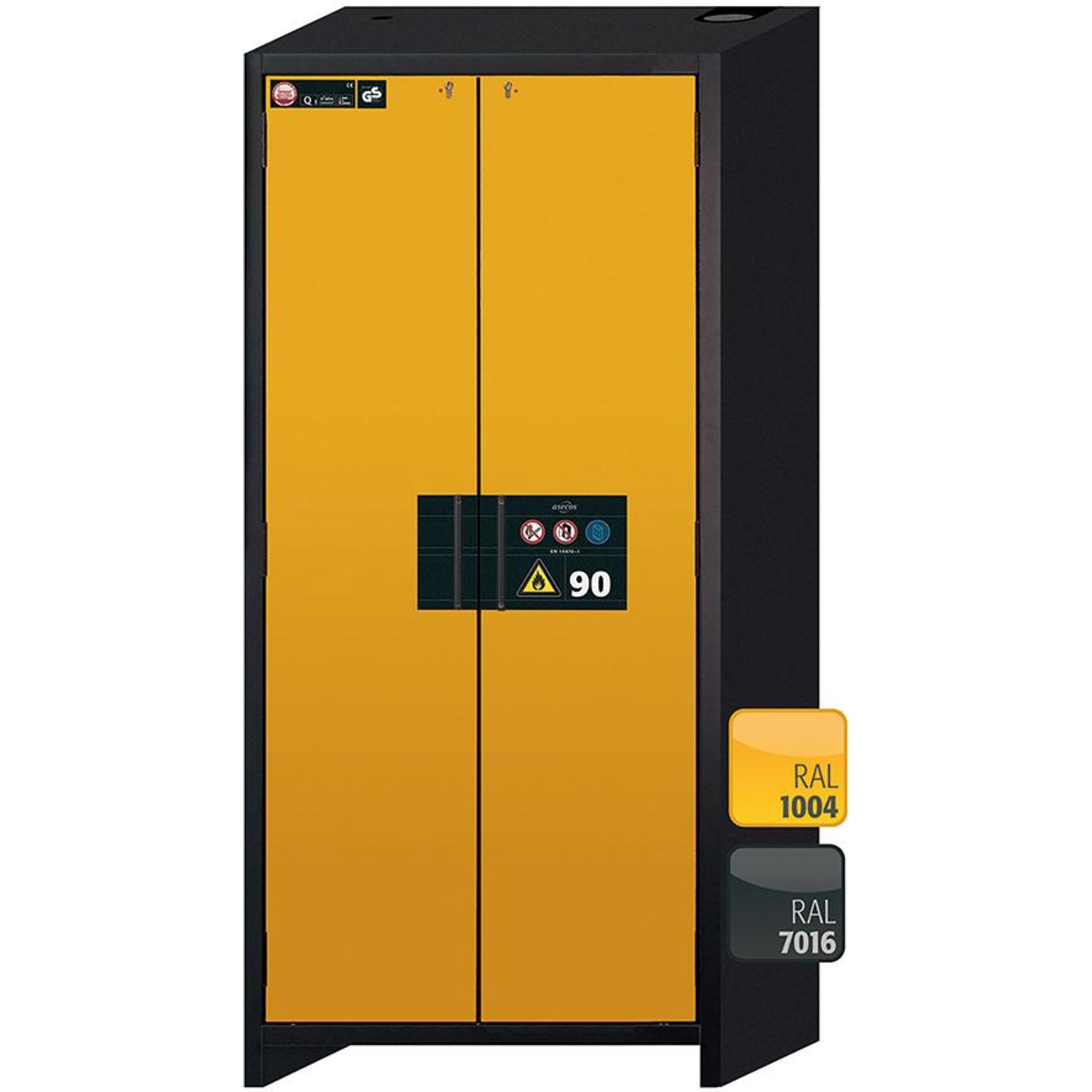 Gefahrstoffschrank Q-CLASSIC-90, mit 4 Auszugswannen