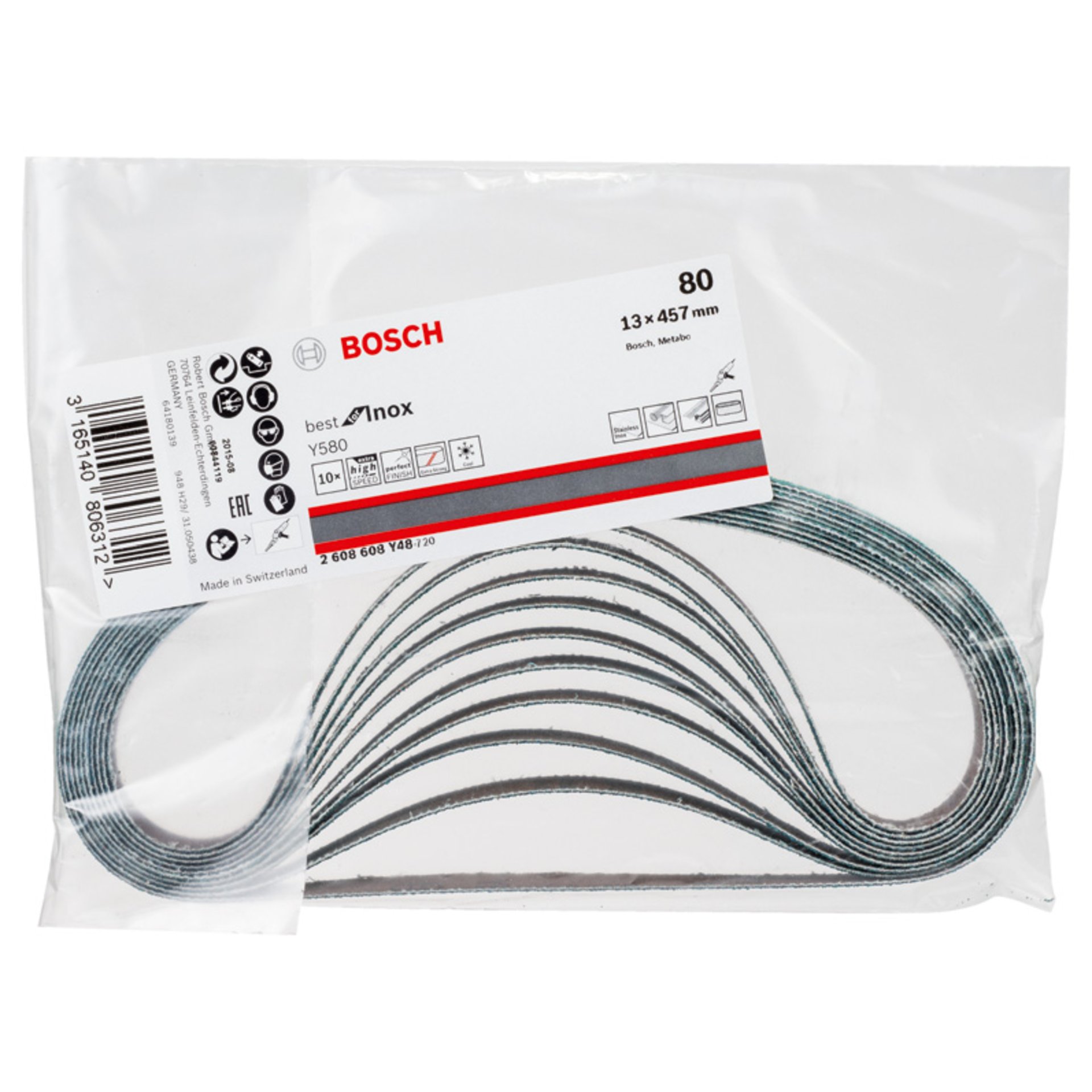 PRO Y580 Schleifband, 13 x 457 mm, 80, 10-tlg.