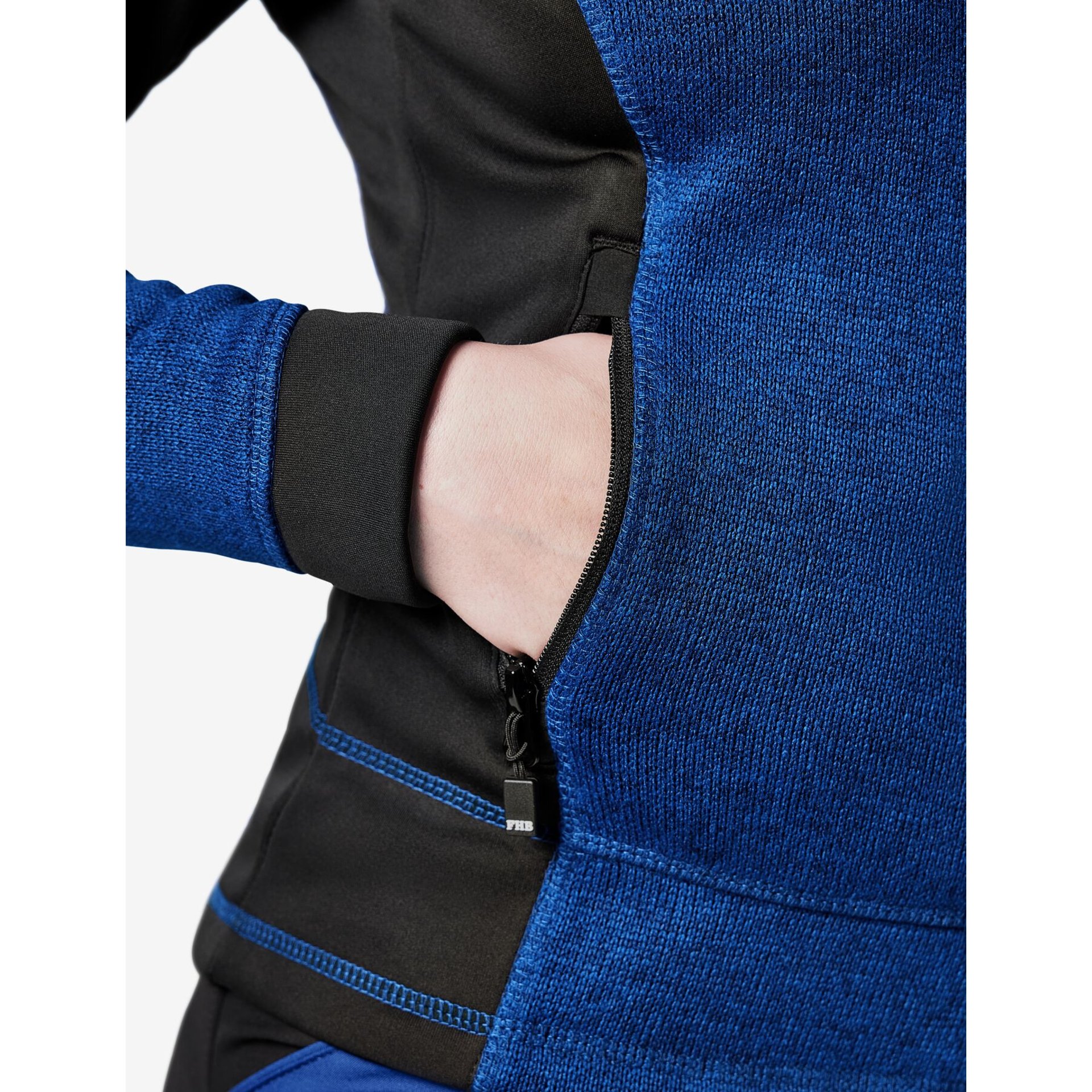 MARIEKE Strick-Fleece-Jacke Damen royalblau-schwarz S