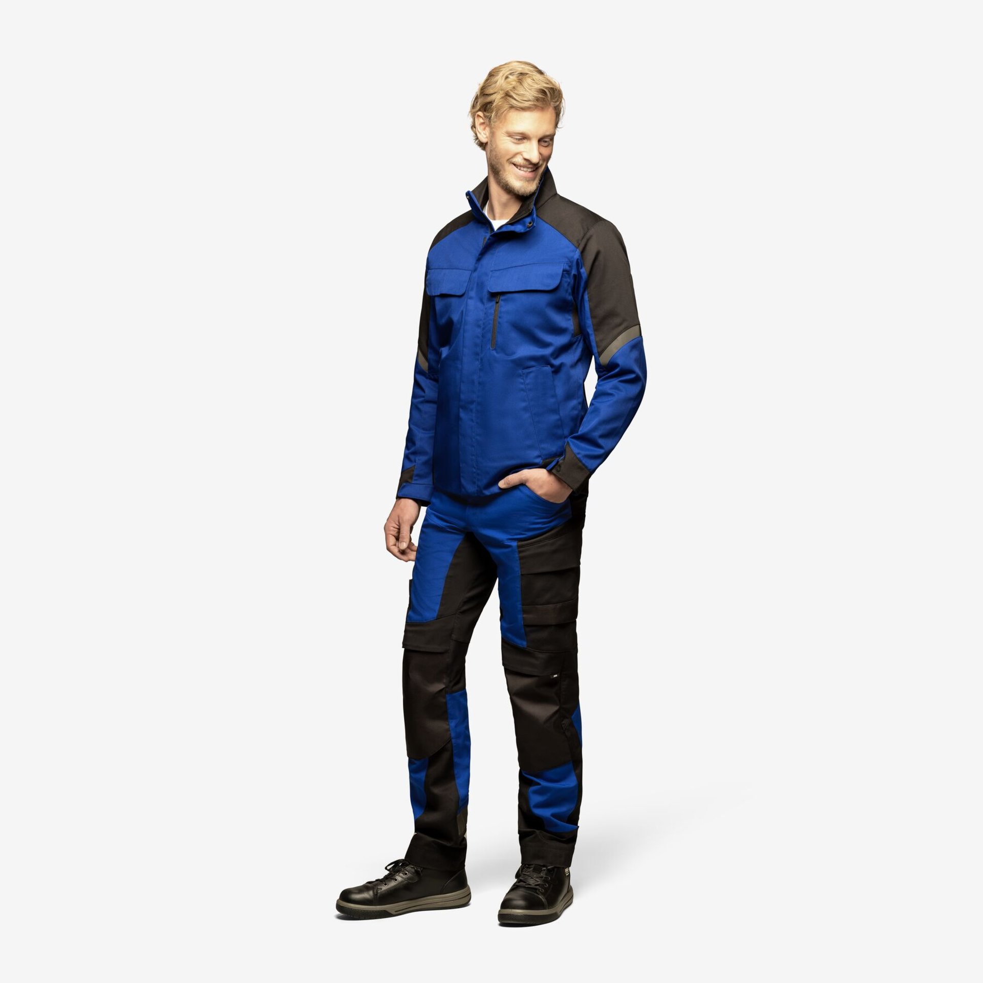 LEO Arbeitshose elastisch royalblau-schwarz 44