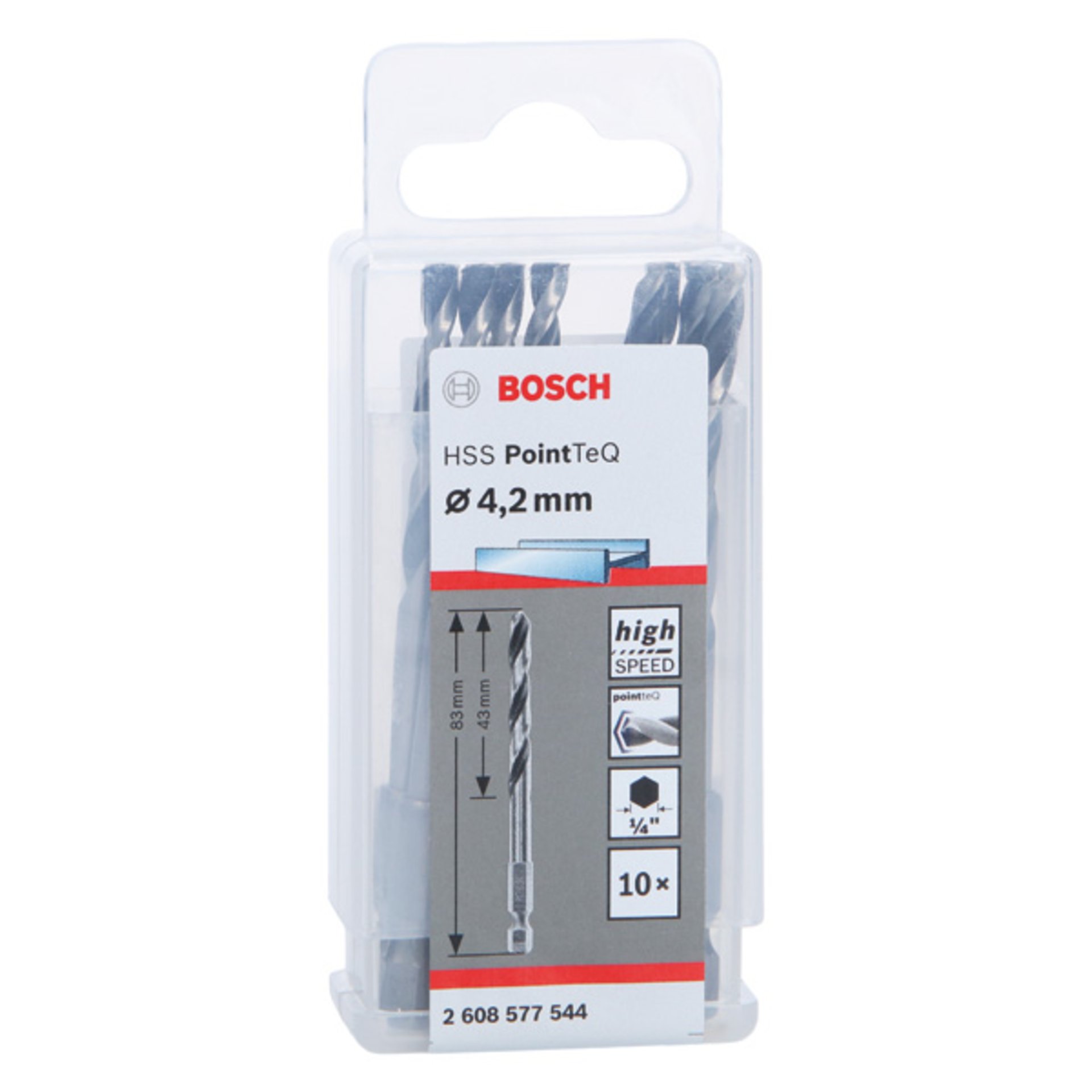 HSS PointTeQ Sechskantbohrer 4,2 mm, 10er-Pack