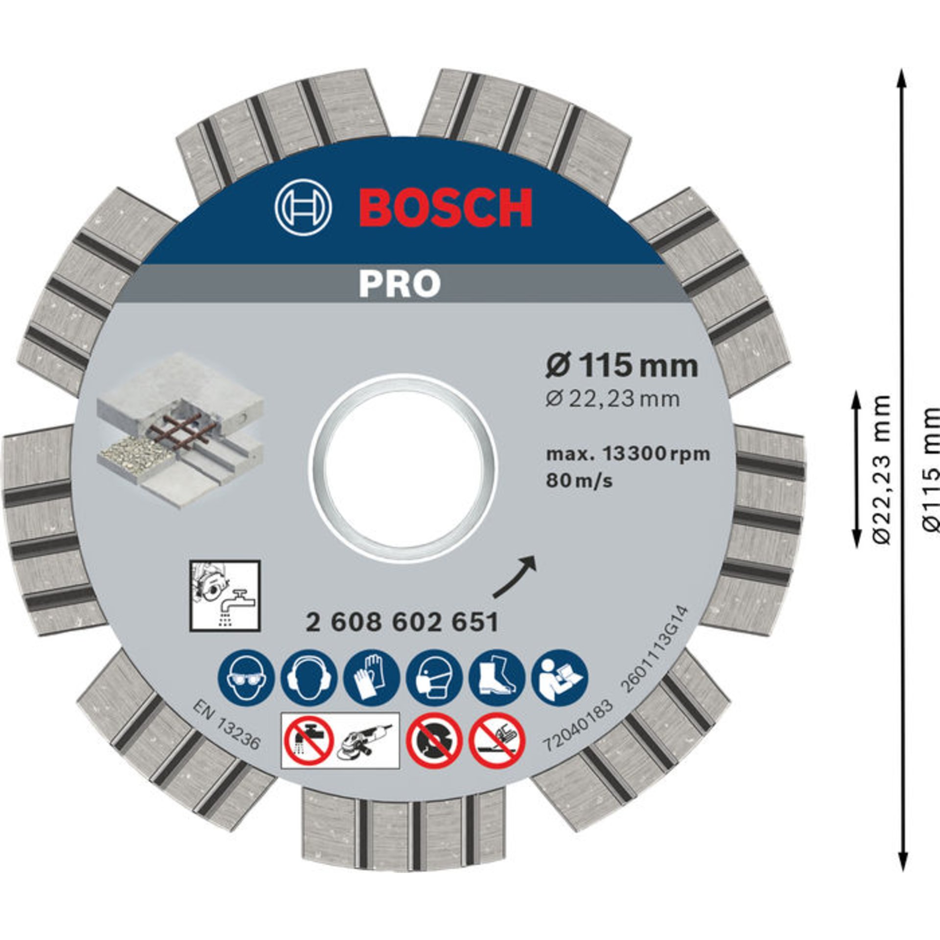 PRO Concrete Diamanttrennscheibe, 115 x 22,23 mm
