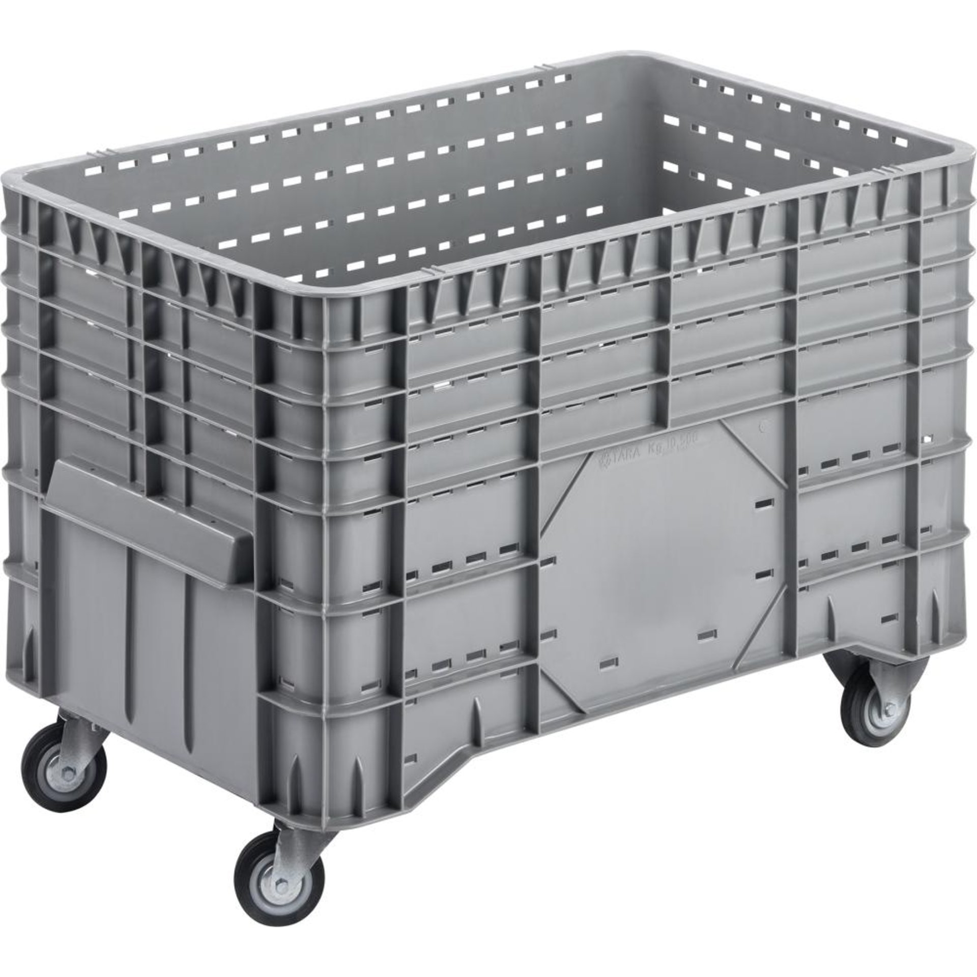 Großbehälter PE fahrbar B1020xT640xH700 mm grau Volumen 300 l Boden/Wände durchbrochen