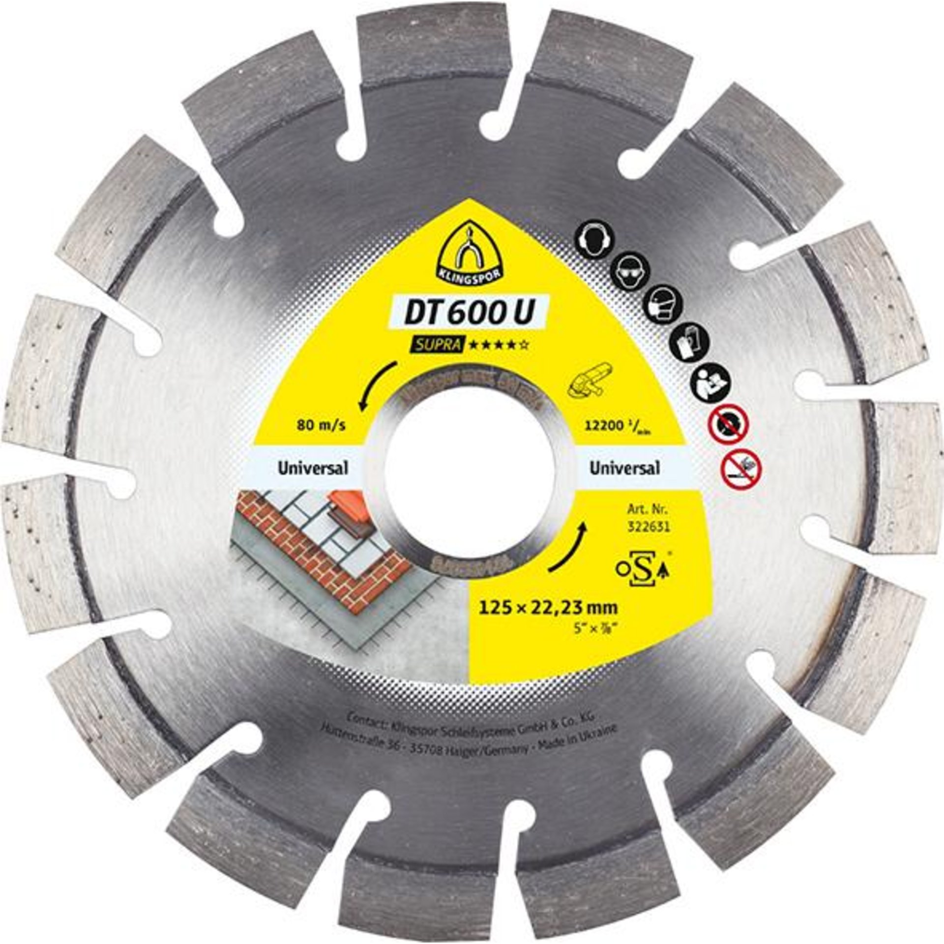 Diamanttrennscheibe DT/SUPRA/DT600U/S/180X2,6X22,23/22K/9 KLINGSPOR