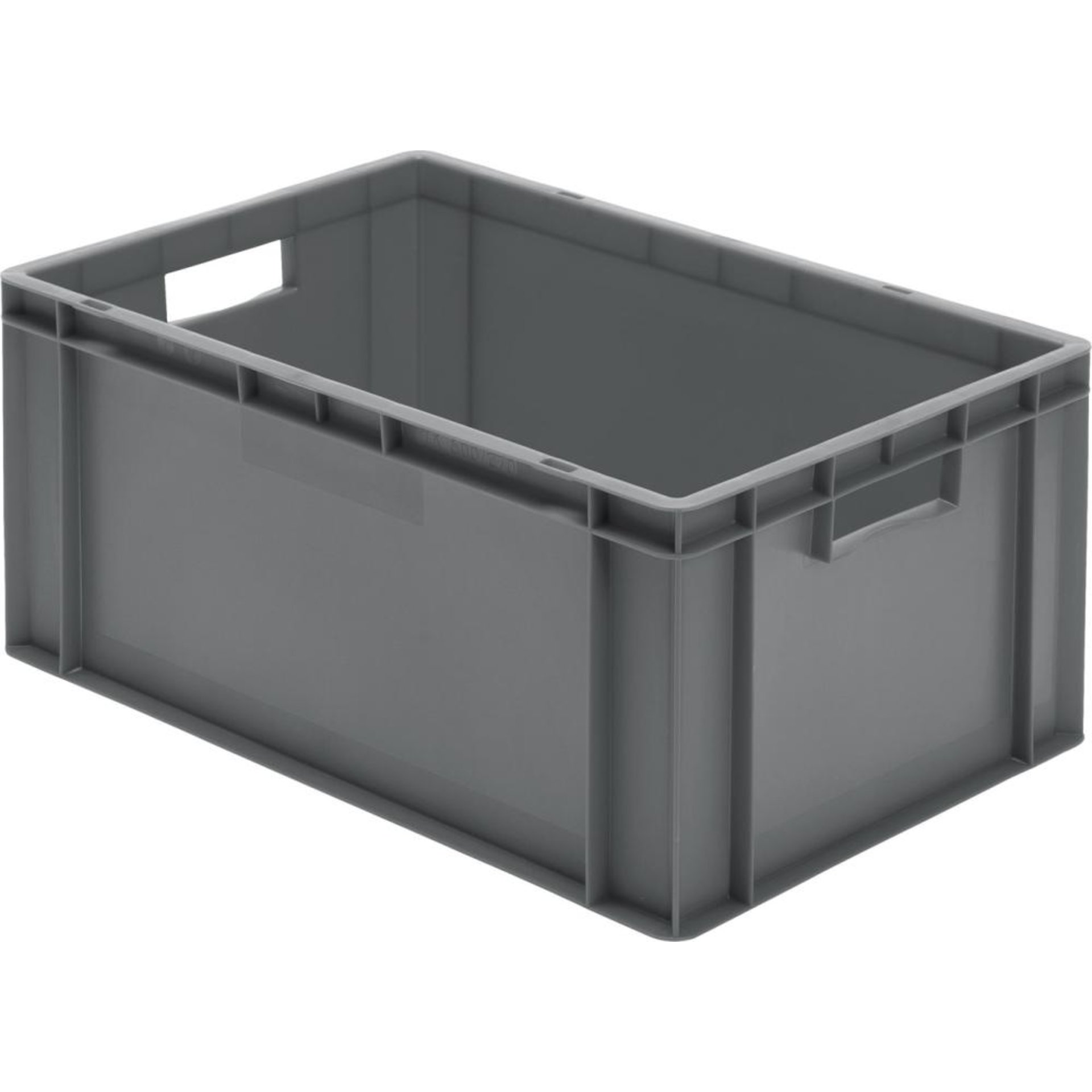 Transport-Stapelkasten B600xT400xH270 mm grau, geschlossen mit Griffloch LA-KA-PE
