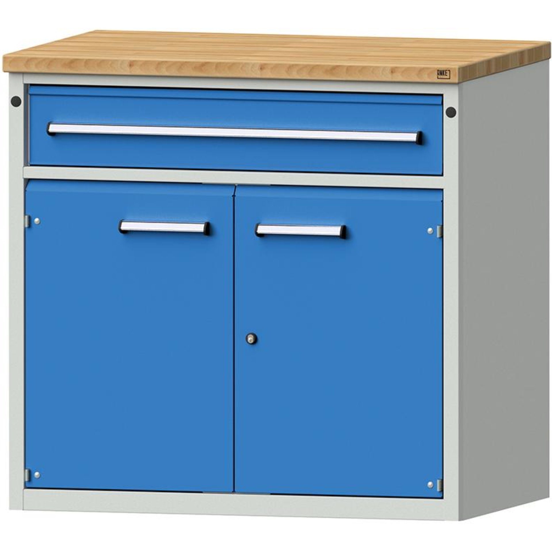 Anke Thekenschrank B1060xT700xH1020mm RAL 7035/5012 1 Schublade, 1 Tür