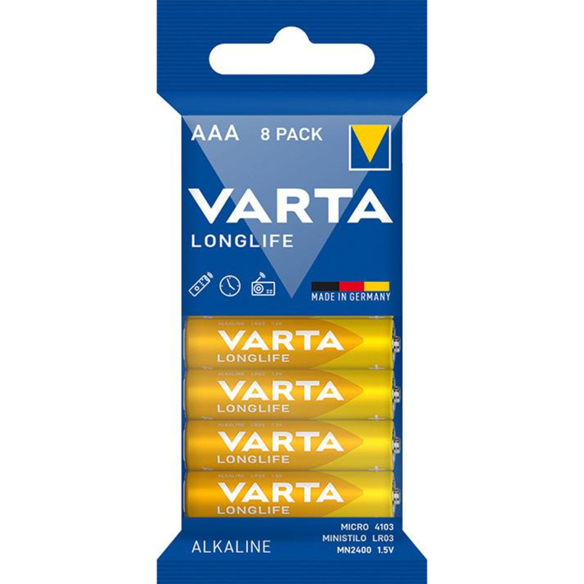 Batterie Longlife AAA, 8-er Folie VARTA