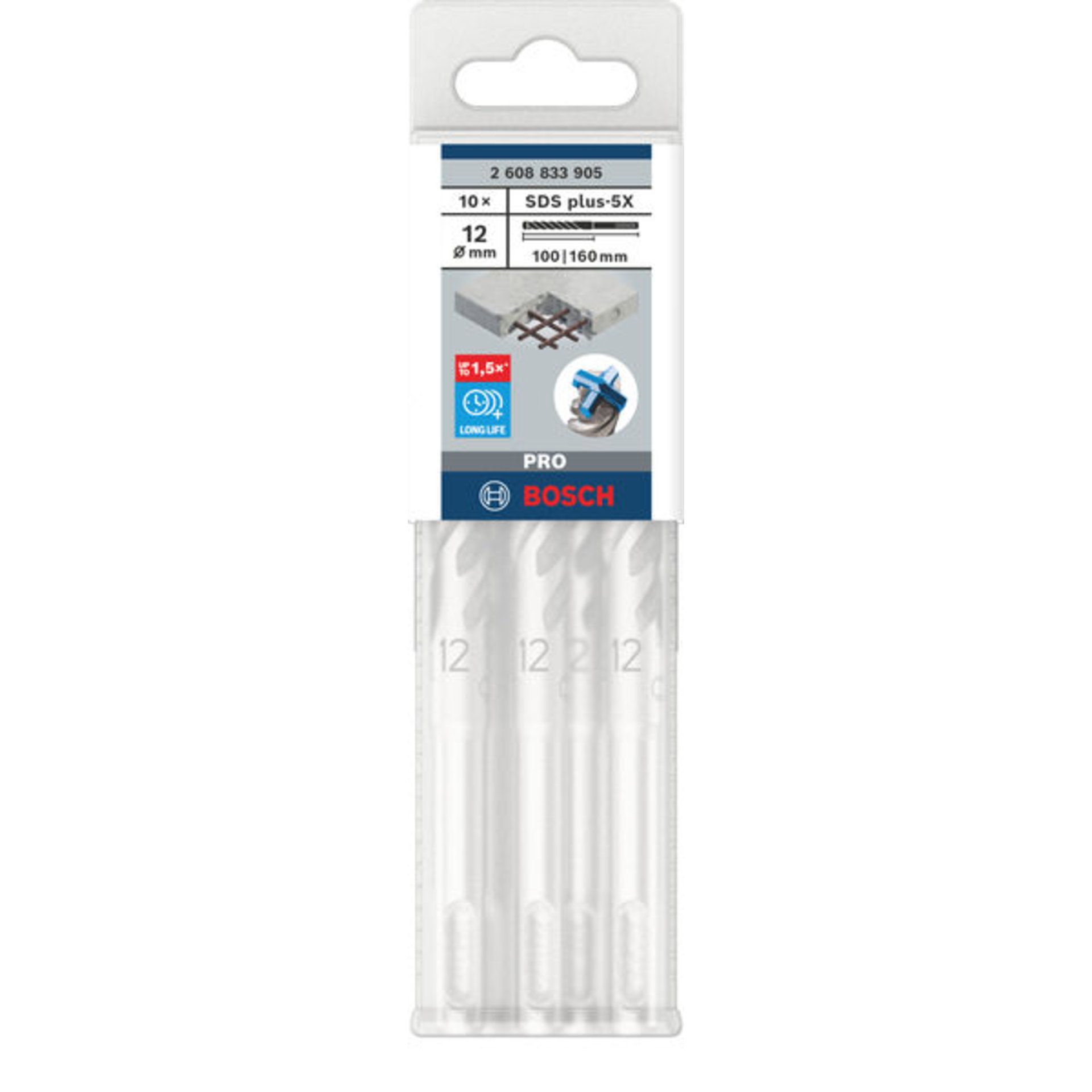 PRO SDS plus-5X Hammerbohrer, 12 x 100 x 160 mm, 10-tlg.