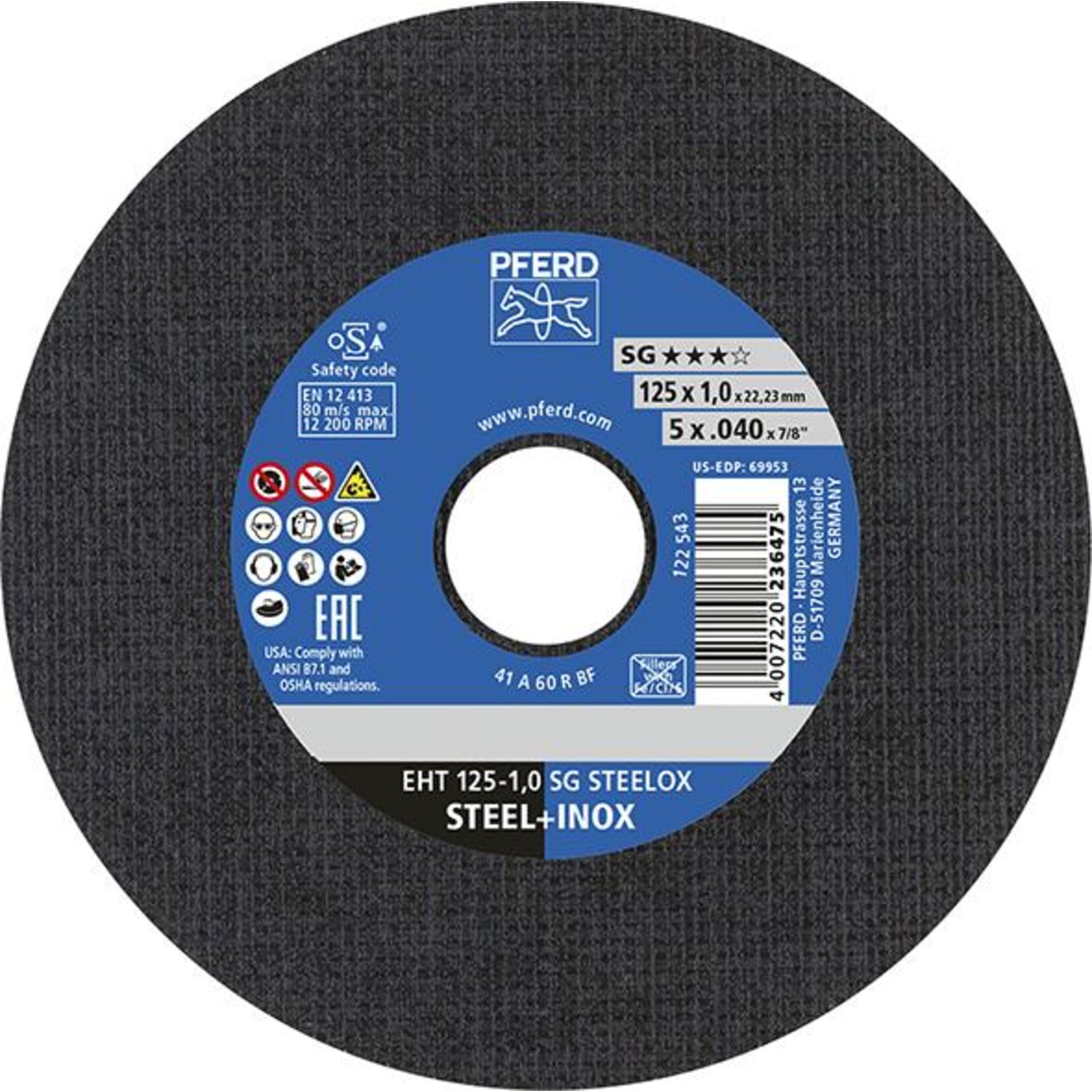 Trennscheibe gerade A60RSG-INOX 125x1mm PFERD