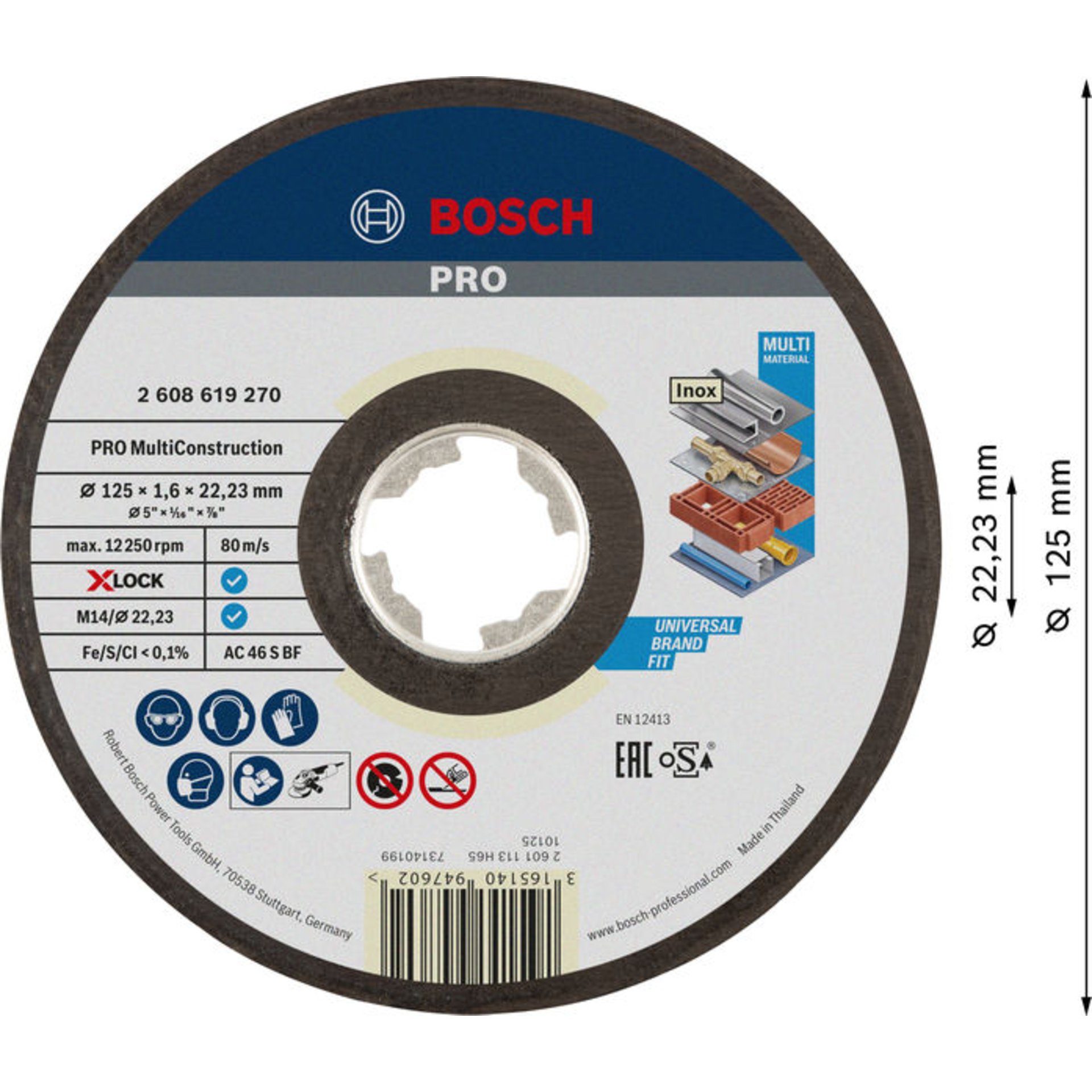 PRO Multi Material X-Lock Trennscheibe, 125 x 1.6 x 22,23 mm